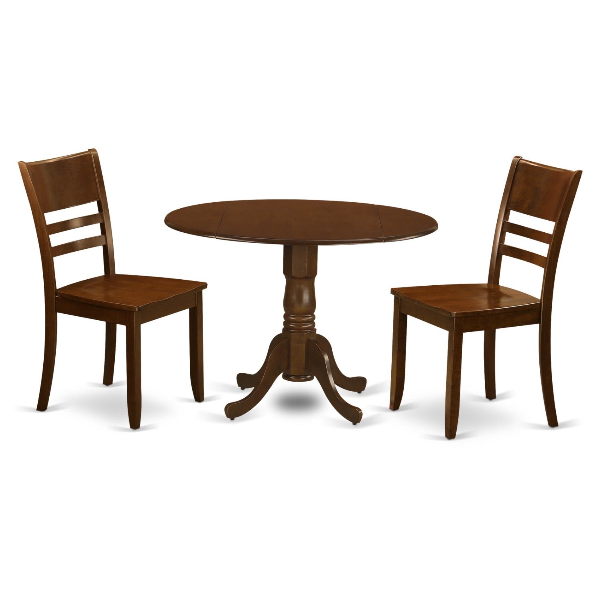 Casafoyer Dlly3-Esp-W 3 Piece Dining Table Set For Small Spaces Contains A Round Dining Room Table With Dropleaf And 2 Wooden Seat Chairs, 42X42 Inch, Espresso