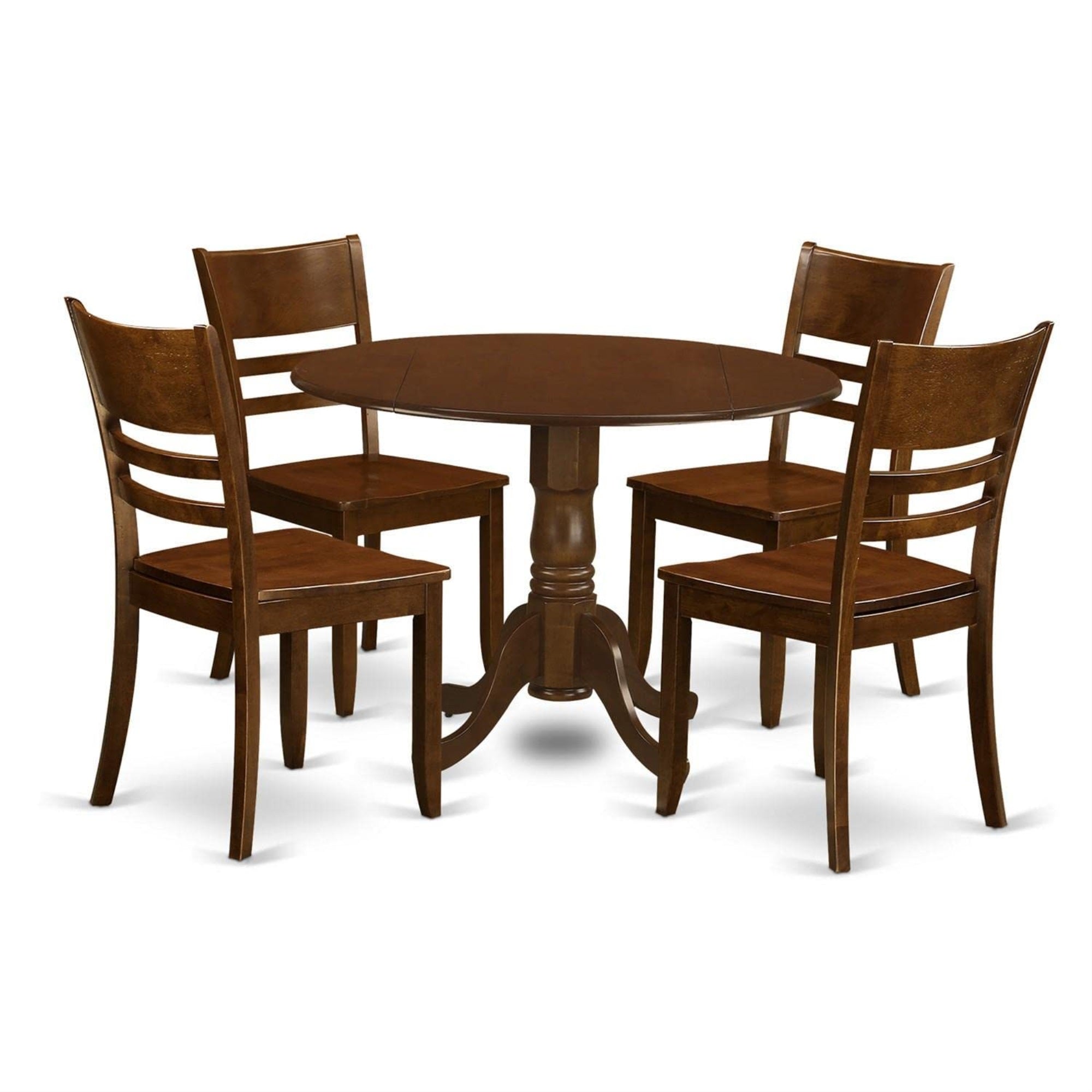 Casafoyer Dlly5-Esp-W 5 Piece Kitchen Table & Chairs Set Includes A Round Dining Table With Dropleaf And 4 Dining Room Chairs, 42X42 Inch, Espresso