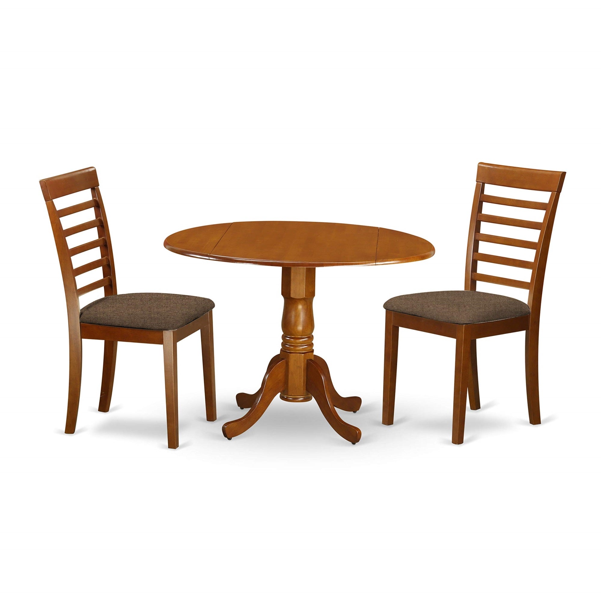 East West Furniture Dlml3-Sbr-C 3 Piece Set Contains A Round Dining Room Table With Dropleaf And 2 Linen Fabric Upholstered Kitchen Chairs, 42X42 Inch