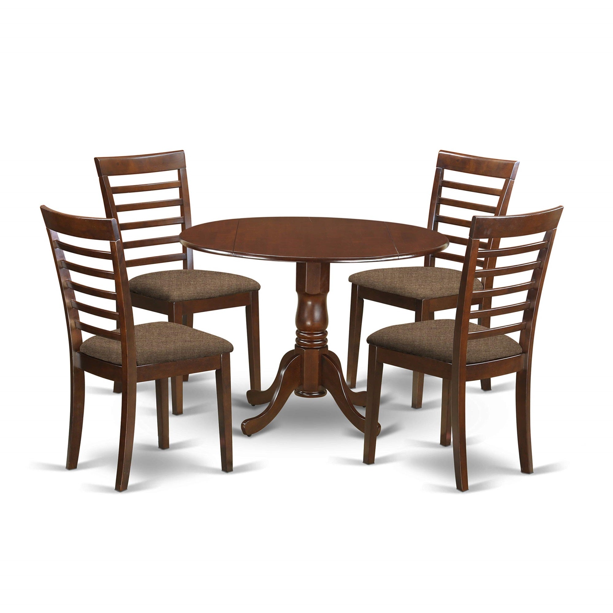 Ergode Dlml5-Mah-C, 5-Piece Dining Room Set, Rubber Wood, Mid-Century Lifetime Table, Linen Fabric Upholstered Chairs, Antique Style, Easy Assembly, 42X42 Inch