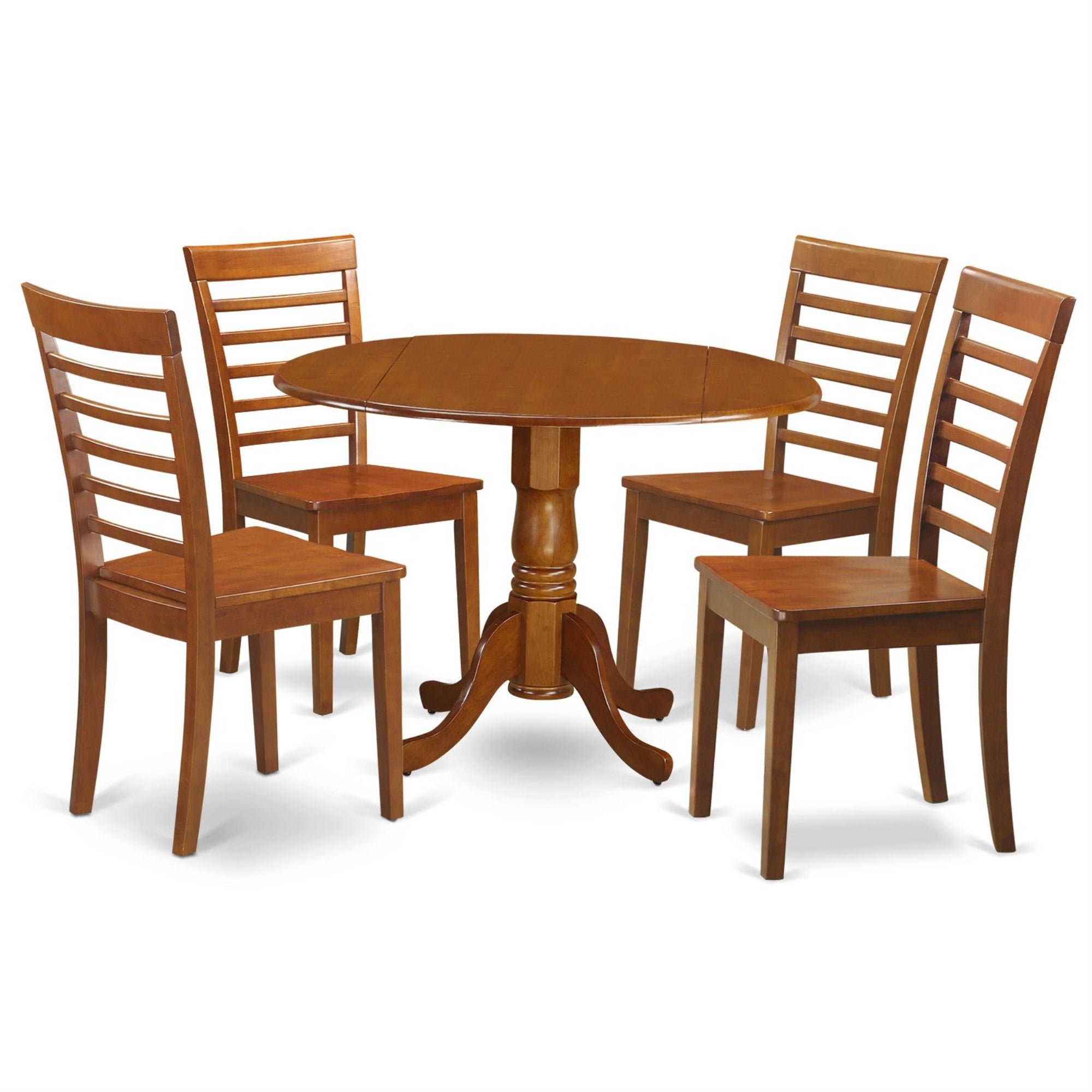 Ergode Dlml5-Sbr-W 5-Piece Dining Room Set, Pedestal Table & 4 Wooden Chairs, High-Class Look & Quality Finish, Asian Hardwood, Easy Assembly & Cleaning, Classic Design, 42X42 Inch