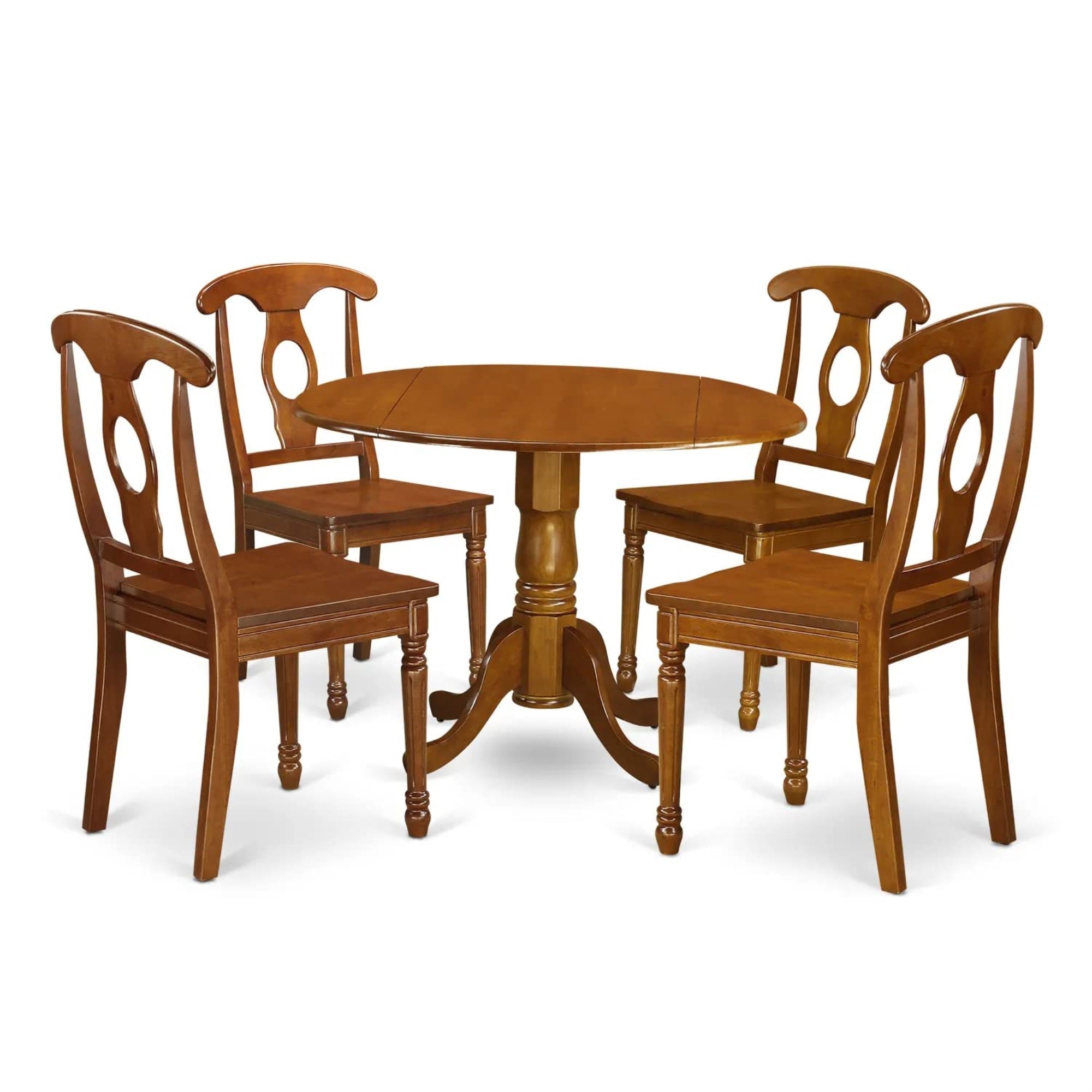 Ergode Dlna5-Sbr-W Kitchen Dining Set, 5-Piece Wood Table & Chairs, Saddle Brown, Contemporary Design, Asian Rubberwood