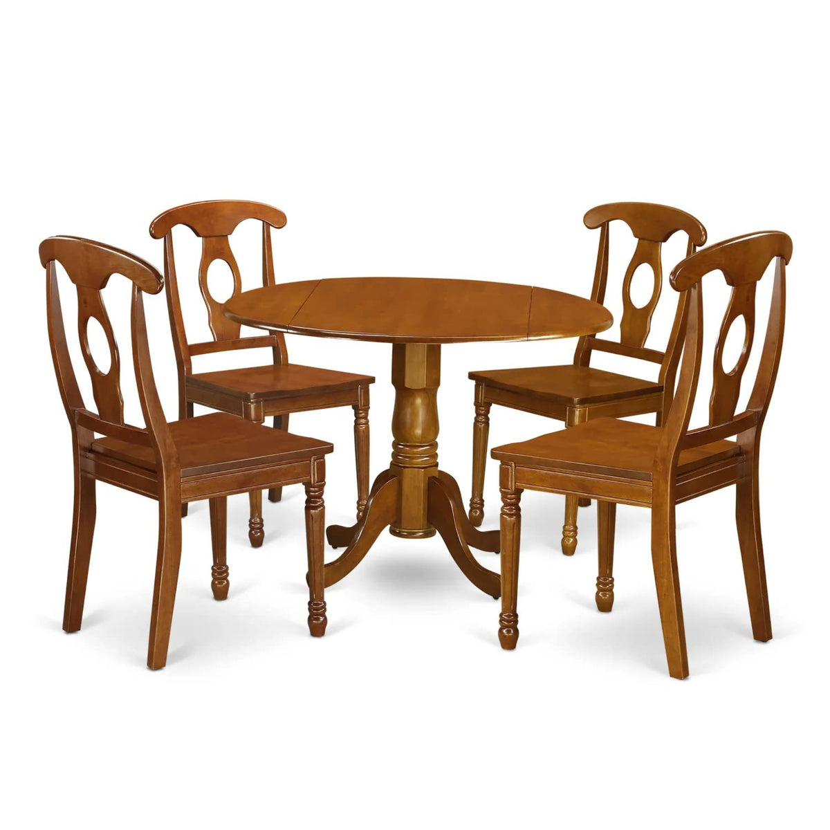 Ergode Dlna5-Sbr-W Kitchen Dining Set, 5-Piece Wood Table & Chairs, Saddle Brown, Contemporary Design, Asian Rubberwood