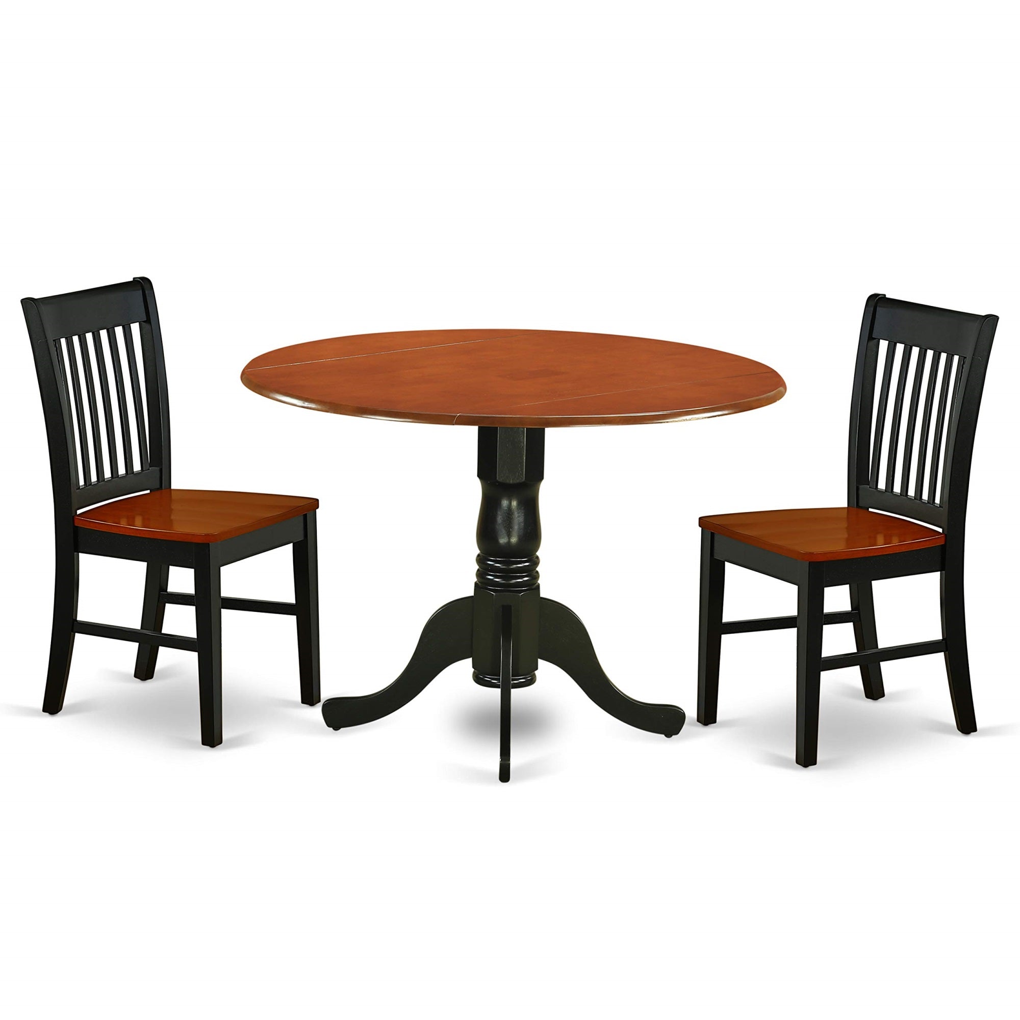 East West Furniture Dublin 3 Piece Room Set Contains A Round Dining Table With Dropleaf And 2 Wood Seat Chairs, 42X42 Inch, Dlno3-Bch-W