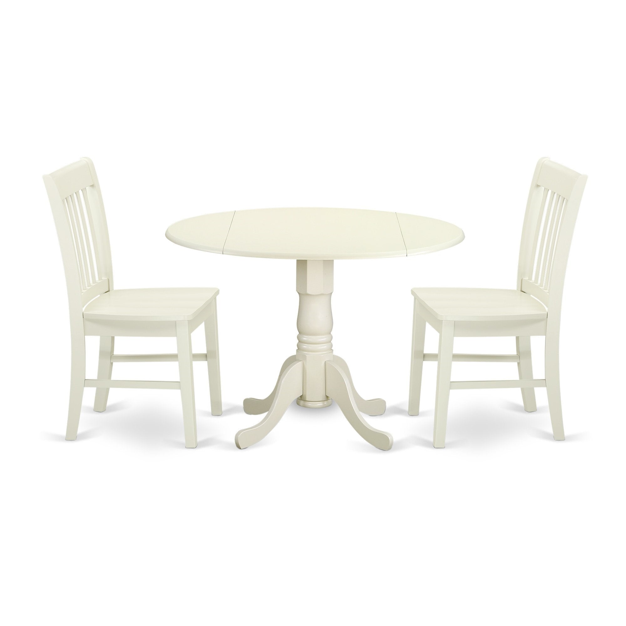 East West Furniture Dublin 3 Piece Dinette Set For Small Spaces Contains A Round Table With Dropleaf And 2 Kitchen Dining Chairs, 42X42 Inch, Dlno3-Lwh-W