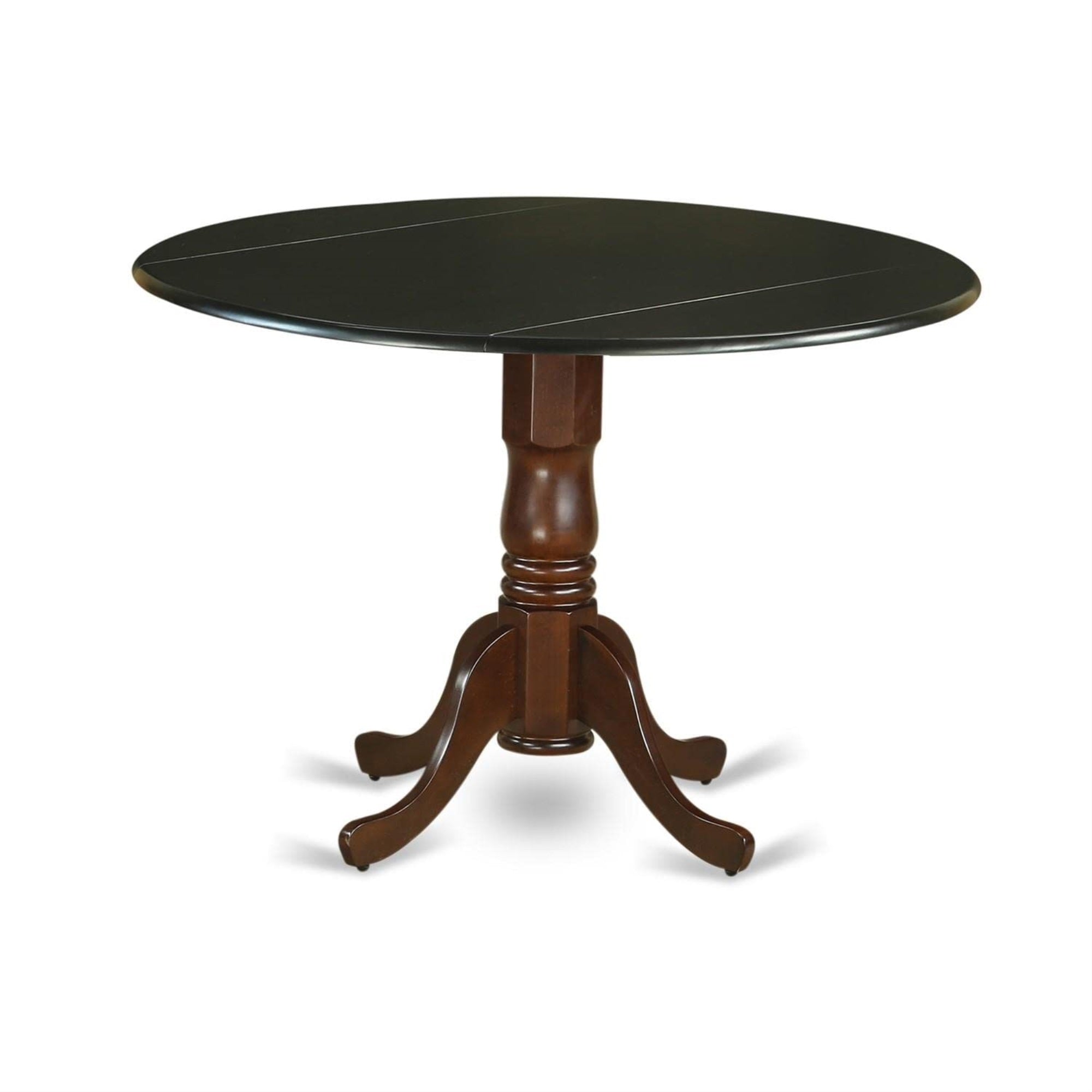 Casafoyer Dlt-Bma-Tp Dublin Kitchen Table - A Round Dining Table Top With Dropleaf & Pedestal Base, 42X42 Inch, Black & Mahogany