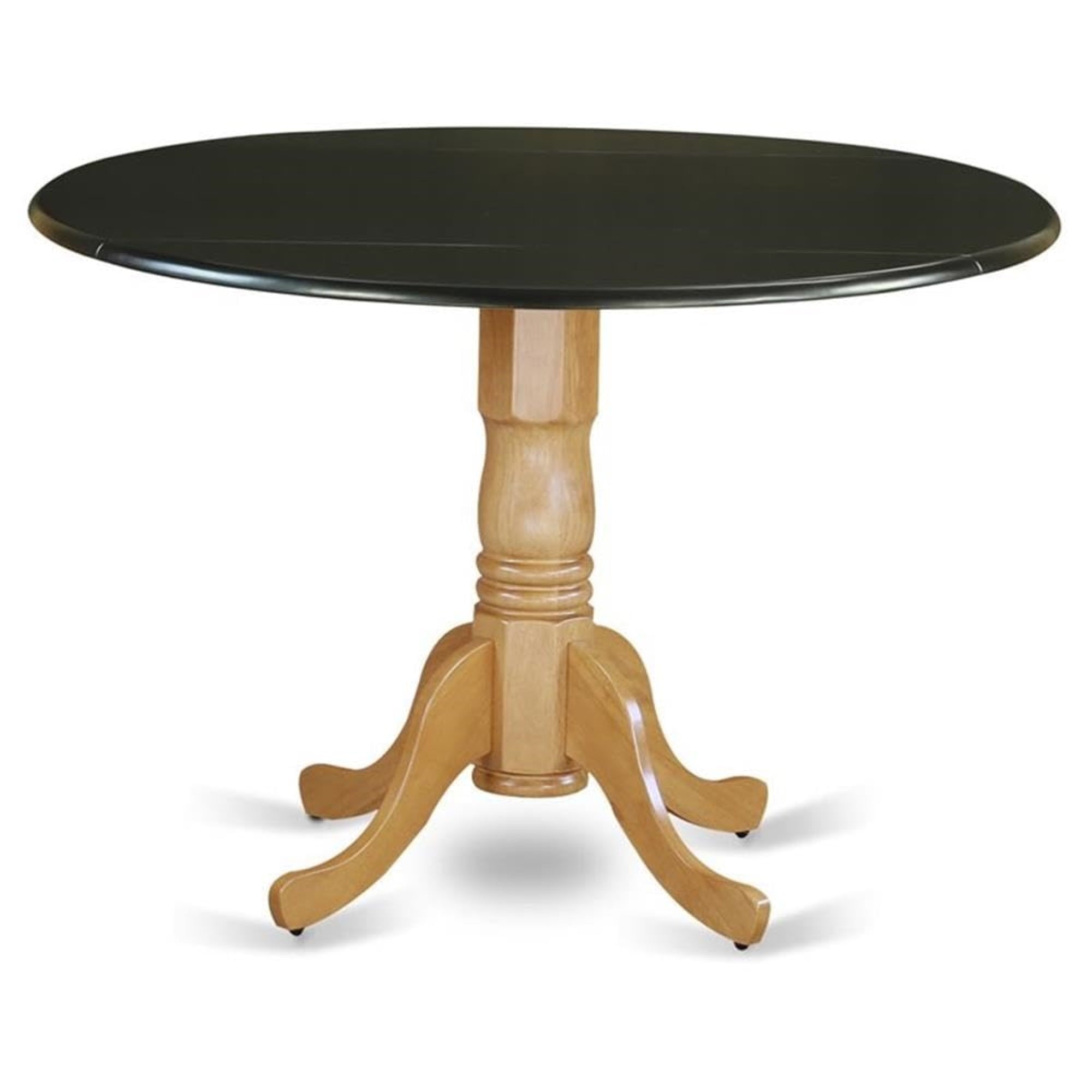 Casafoyer Dlt-Bok-Tp Dublin Dining Room Table - A Round Solid Wood Table Top With Dropleaf & Pedestal Base, 42X42 Inch, Black & Oak