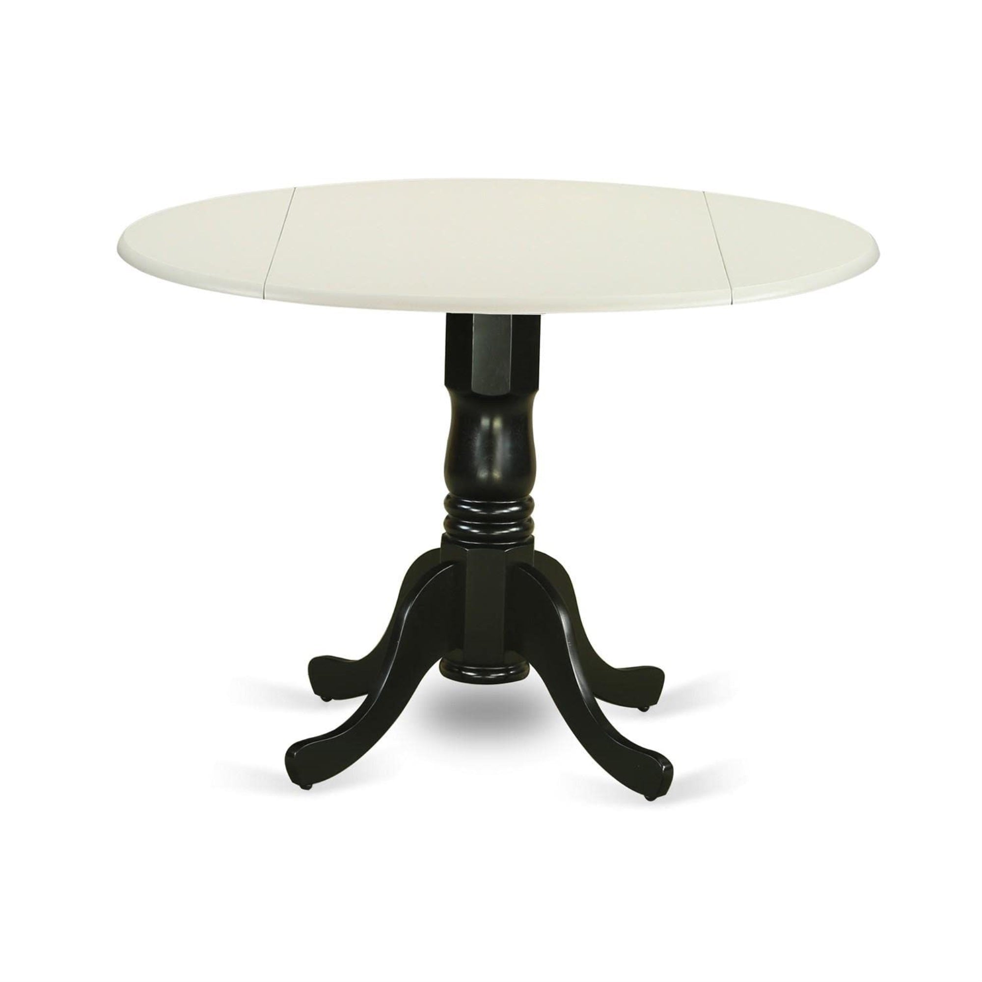 Casafoyer Dlt-Lbk-Tp Dublin Kitchen Table - A Round Dining Table Top With Dropleaf & Pedestal Base, 42X42 Inch, Linen White & Black