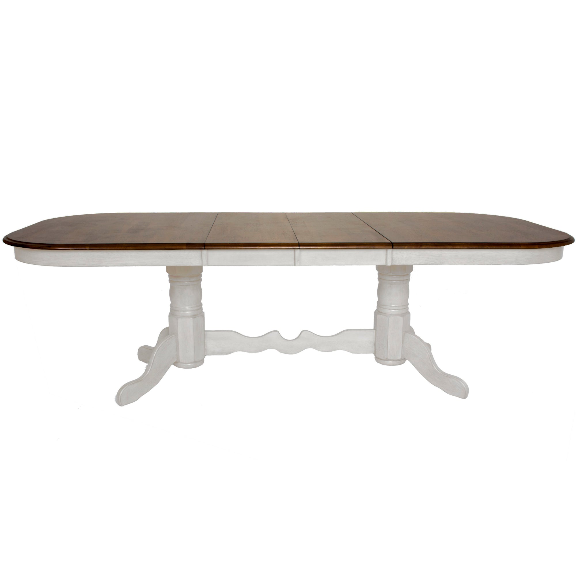 Sunset Trading Andrews 7 Piece 96 Oval Double Pedestal Extendable Dining Set- Butterfly Leaf Trestle Table - 6 Windsor Chairs