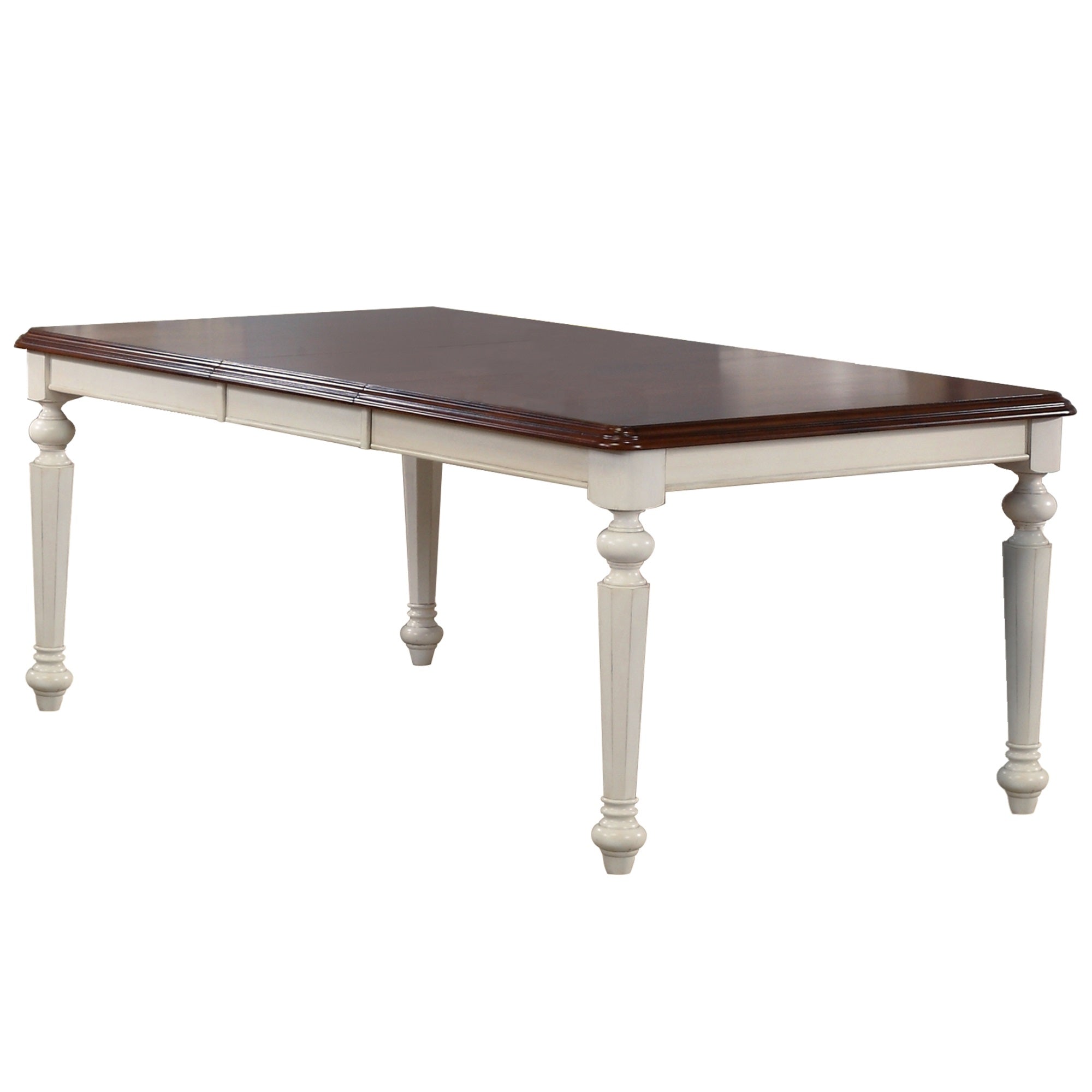 Sunset Trading Andrews 76 Rectangular Butterfly Extendable Dining Table | Antique White With Chestnut Brown Top | Seats 8