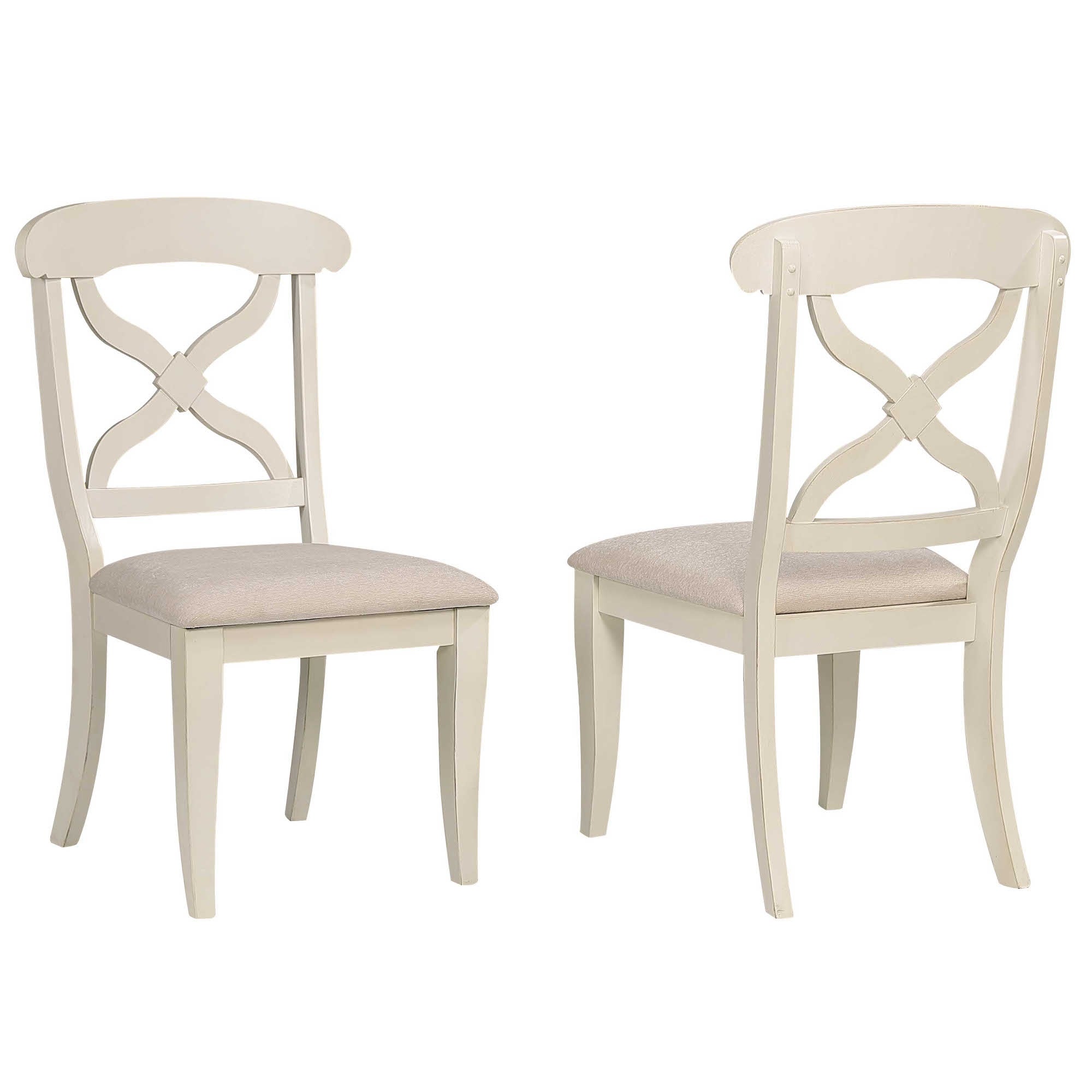 Sunset Trading Andrews Dining Chair | Antique White With  Chestnut Brown Seat | Set Of 2