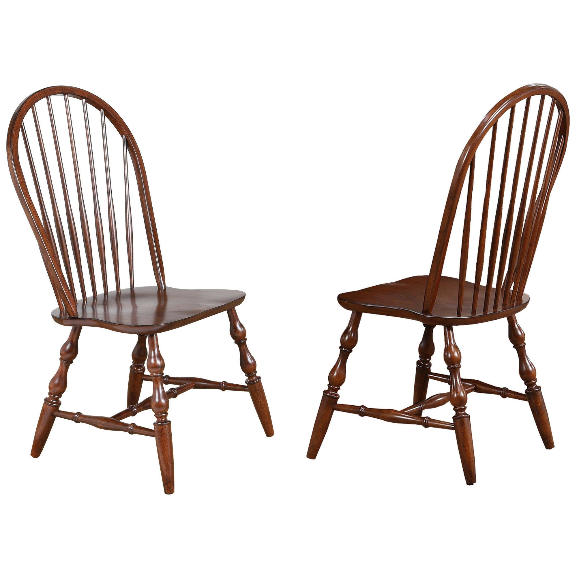 Sunset Trading Andrews Windsor Spindleback Dining Chair | Chestnut Brown | Set Of 2