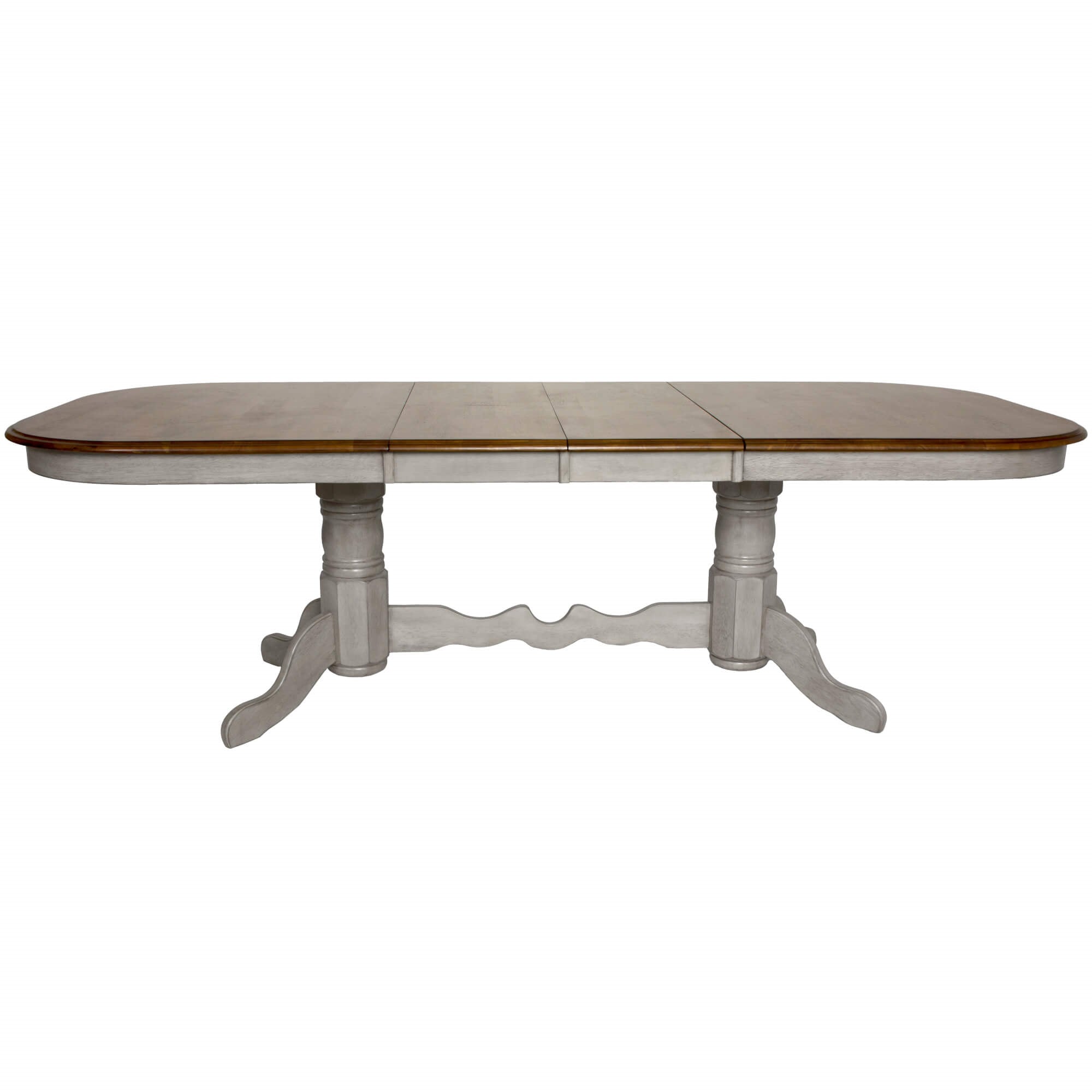 Sunset Trading Country Grove 96 Oval Double Pedestal Extendable Dining Table | Distressed Gray And Brown Wood | Seats 10