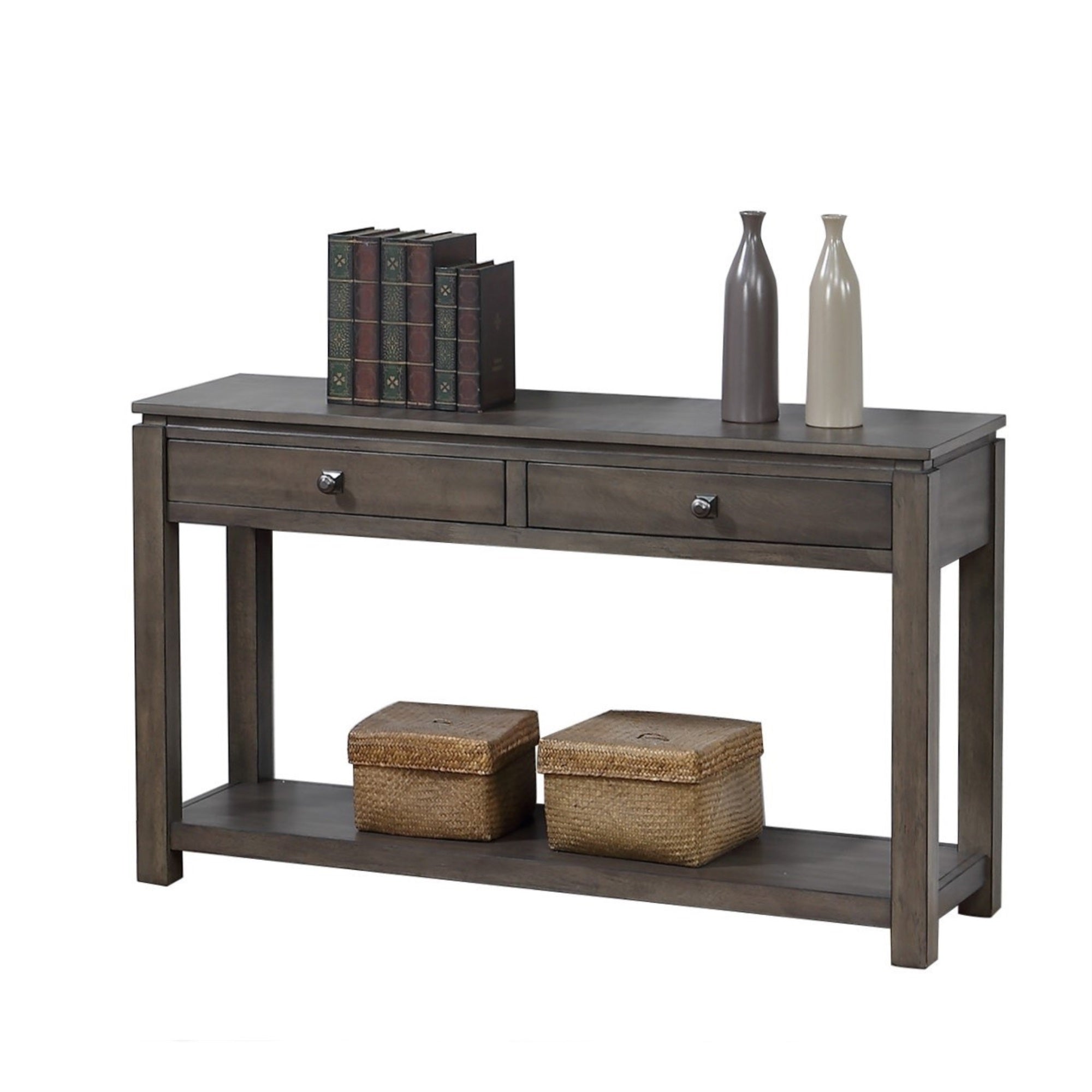 Sunset Tradingshades Of Gray Sofa Console With Drawers And Shelf
