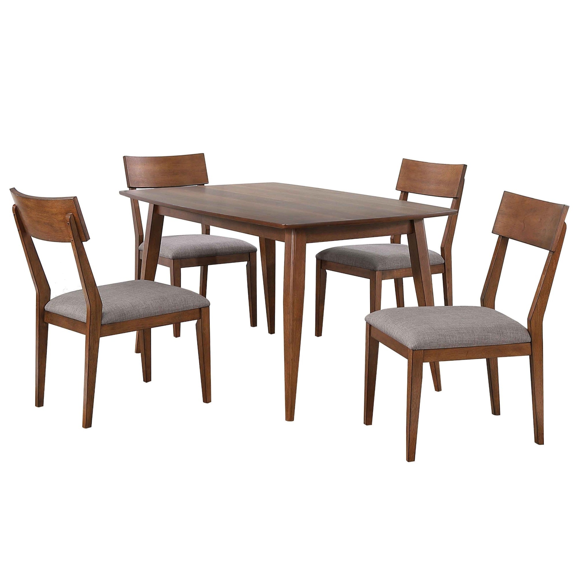 Sunset Trading Mid Century 5 Piece 60 Rectangular Dining Table Set | Padded Performance Fabric Seats  | Seats 6