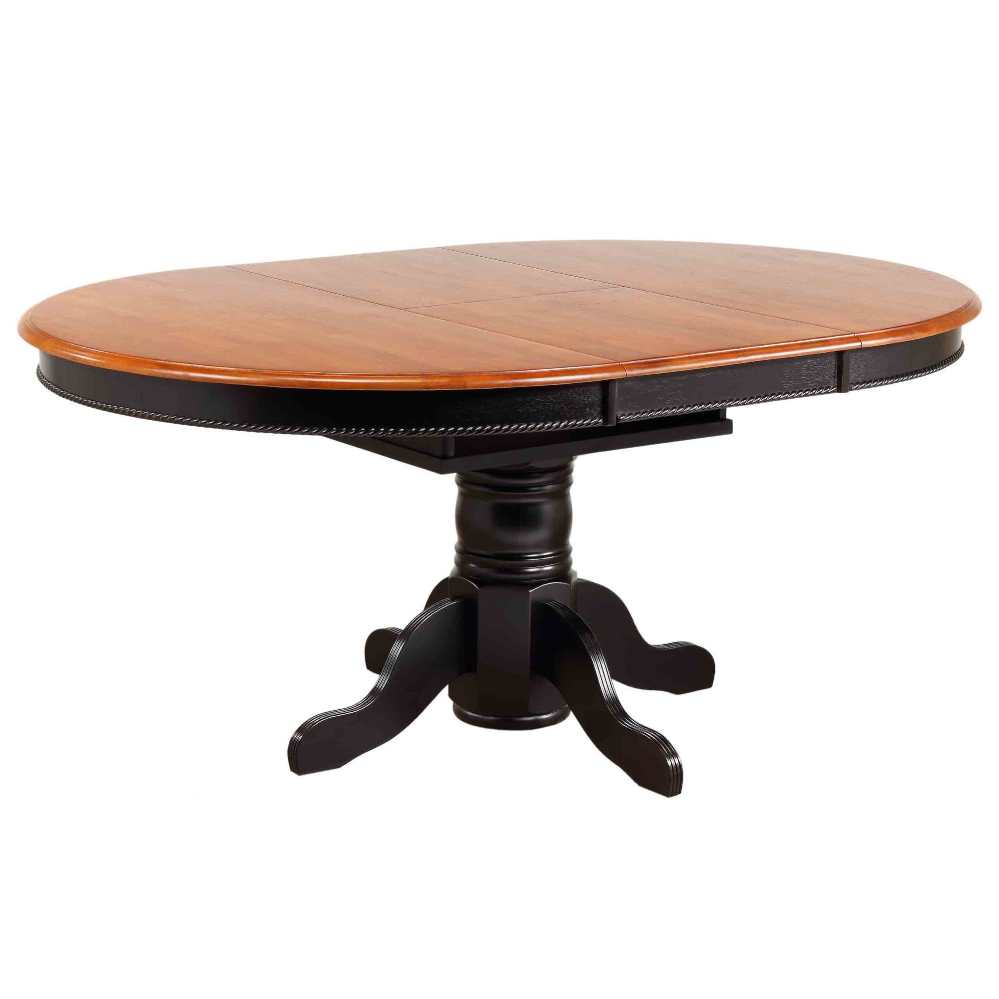 Sunset Trading Black Cherry Selections 48 Round to 66" Oval Extendable Pedestal Dining Table | Antique Black with Cherry Butterfly Leaf Top | Seats 6"