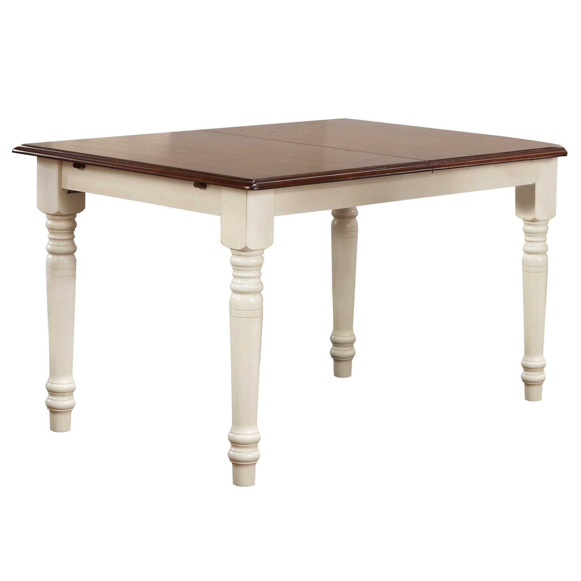 Sunset Trading Andrews 60 Rectangular Extendable Butterfly Leaf Dining Table | Antique White With Chestnut Brown | Seats 6