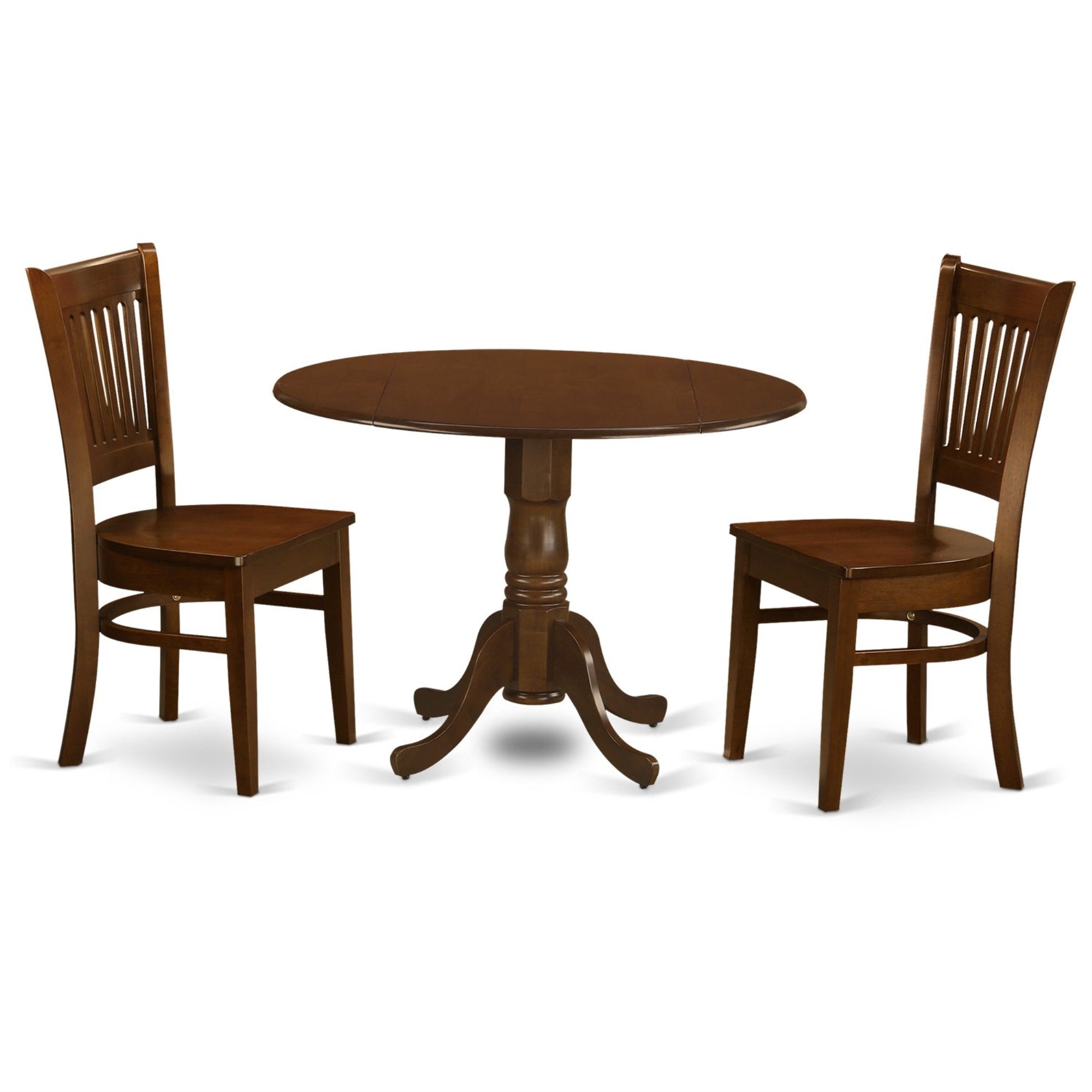 East West Furniture Dlva3-Esp-W Dublin 3 Piece Dinette Set For Small Spaces Contains A Round Table With Dropleaf And 2 Dining Room Chairs, 42X42 Inch