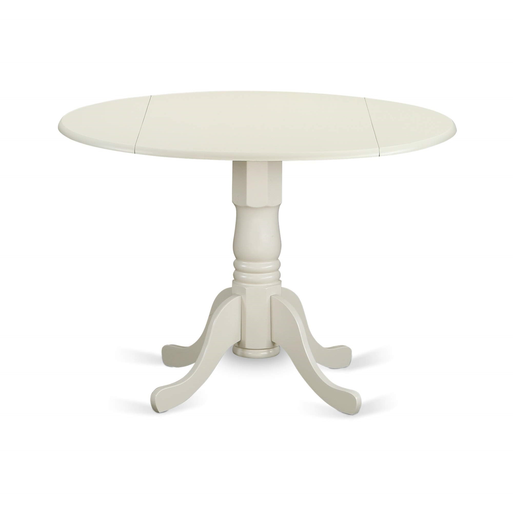 Casafoyer Dlva5-Lwh-W 5 Piece Kitchen Table & Chairs Set Includes A Round Dining Room Table With Dropleaf And 4 Dining Chairs, 42X42 Inch, Linen White