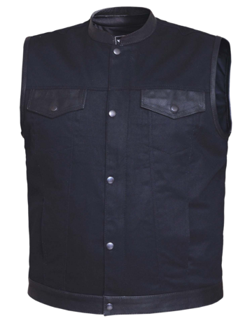 Mens UNIK DENIM matt black club vest ,BLK ,5XL