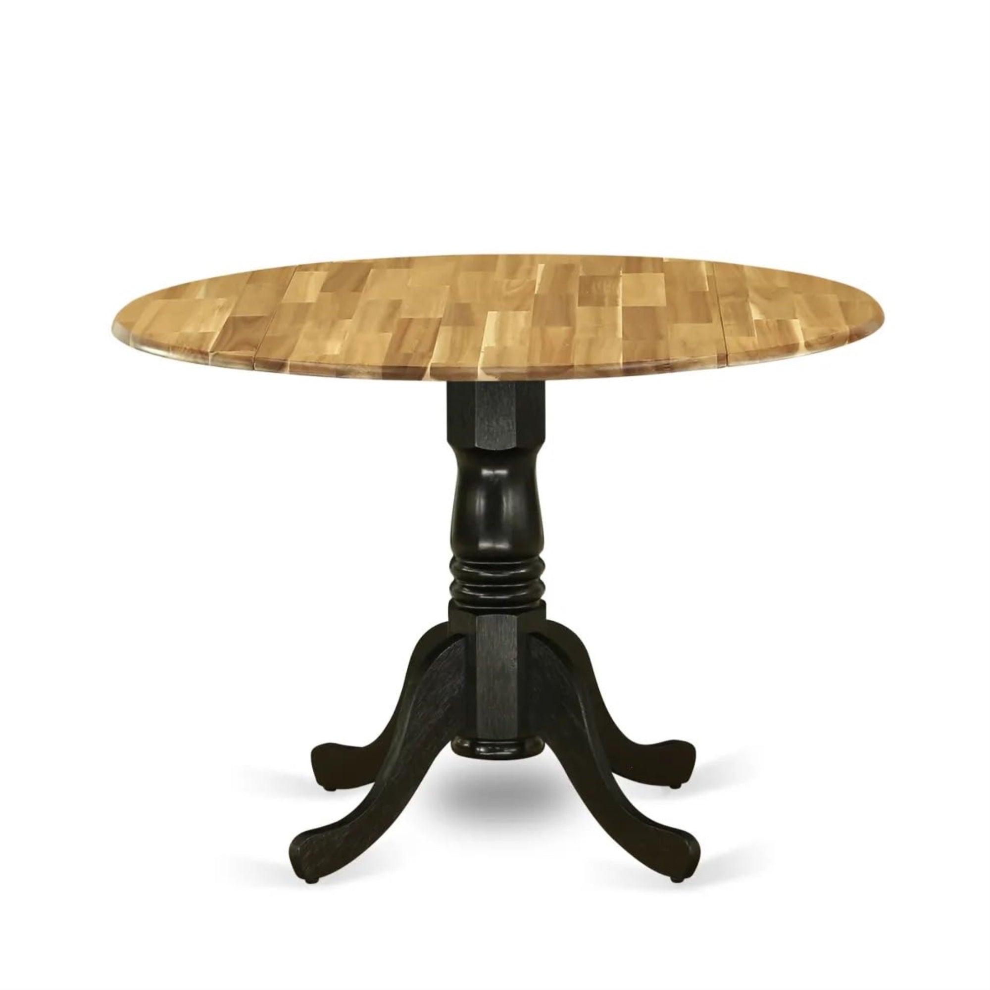 Casafoyer Dmt-Nbk-Tp Dublin Modern Dining Table - A Round Kitchen Table Top With Dropleaf & Pedestal Base, 42X42 Inch, Natural & Black