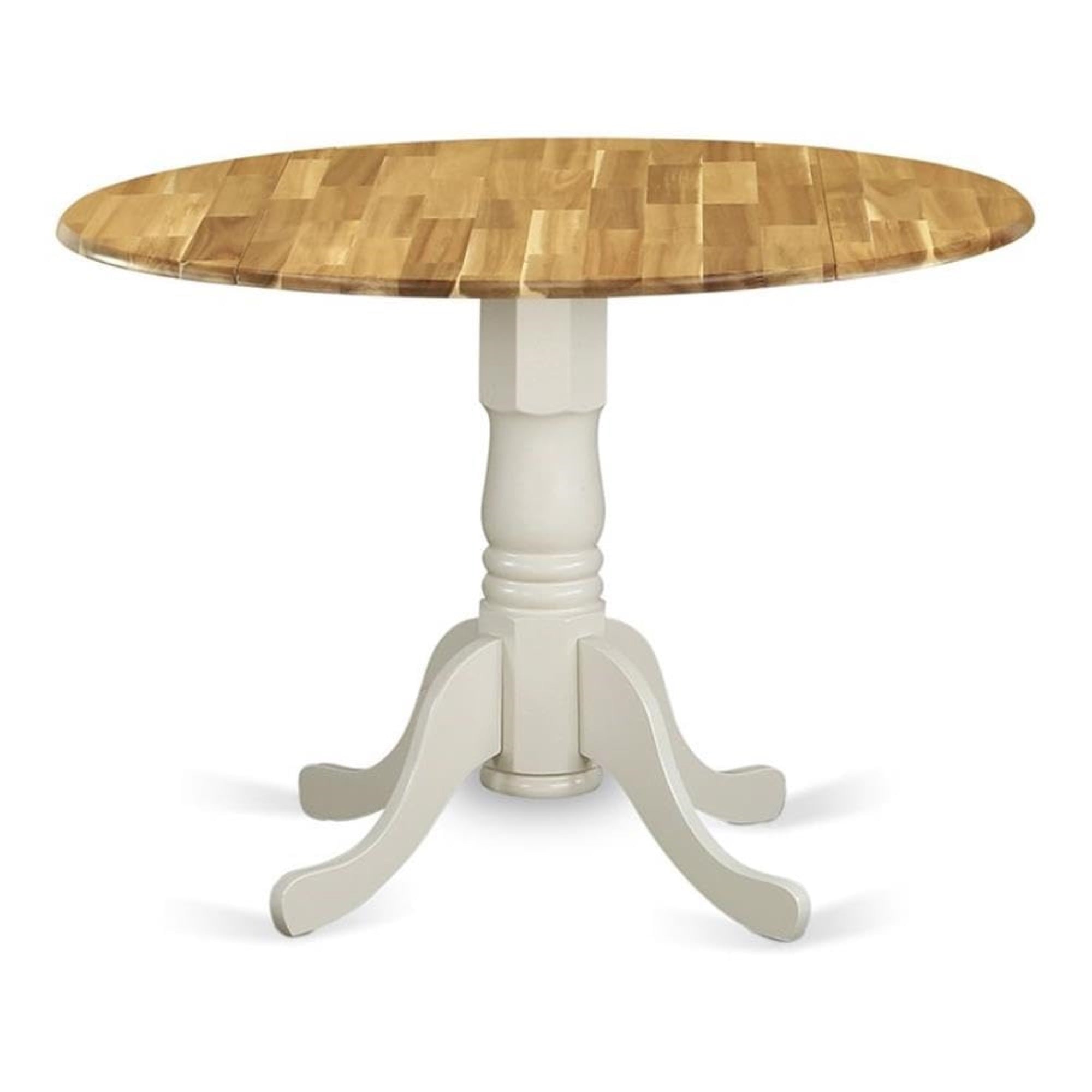 Casafoyer Dmt-Nlw-Tp Dublin Modern Dining Table - A Round Kitchen Table Top With Dropleaf & Pedestal Base, 42X42 Inch, Natural & Linen White
