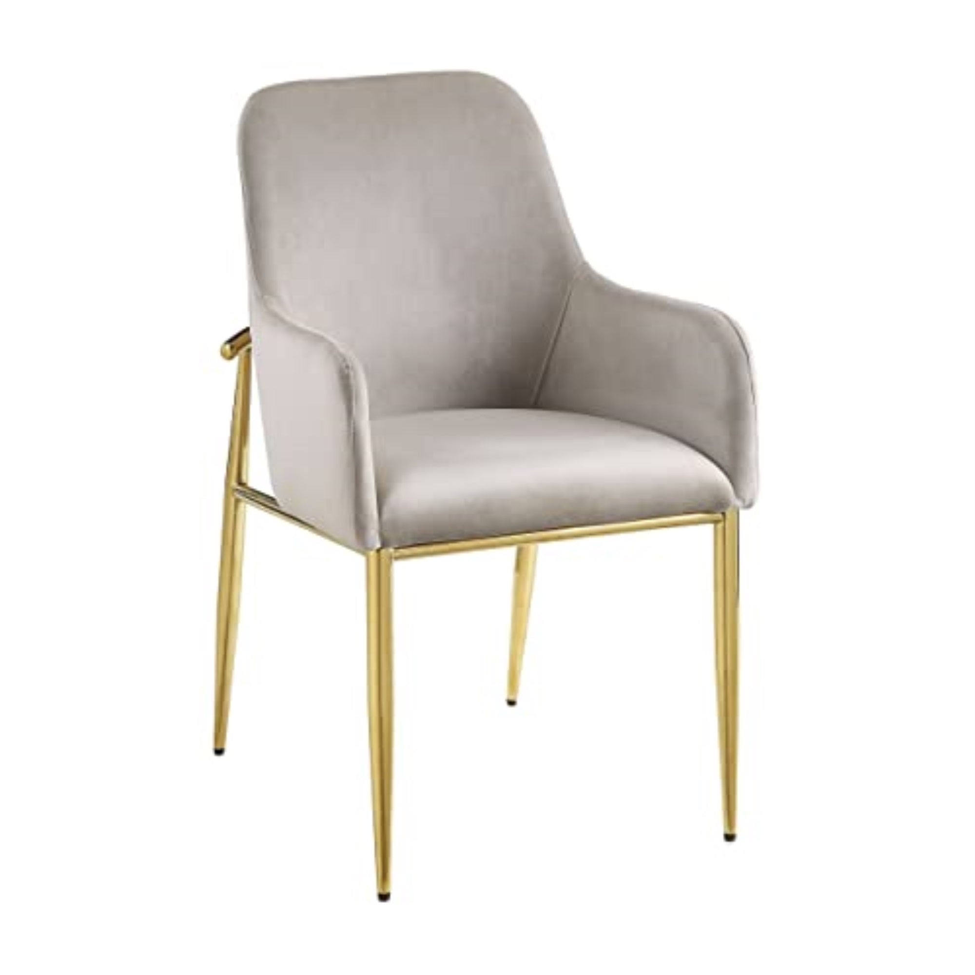 DN00220 - Side Chair (Set-2), Gray Velvet & Mirrored Gold Finish - Barnard