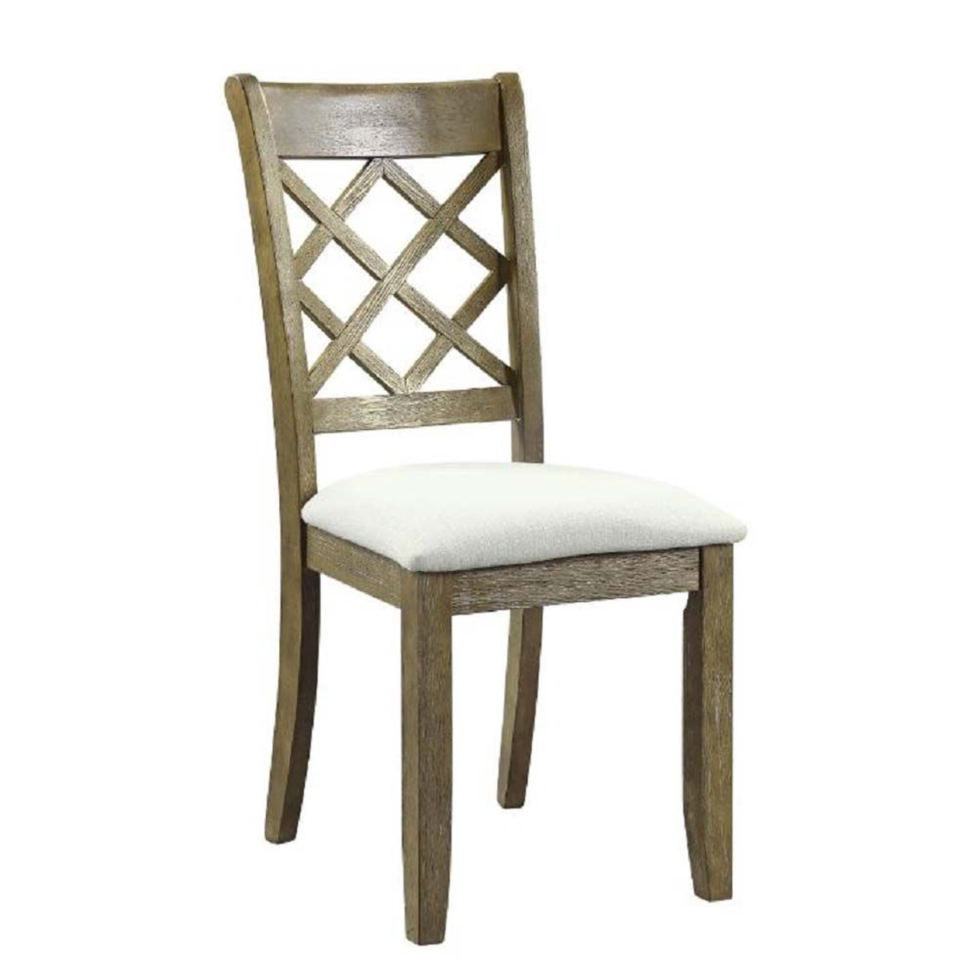 ACME Karsen Side Chair (Set-2), Beige Linen & Rustic Oak Finish