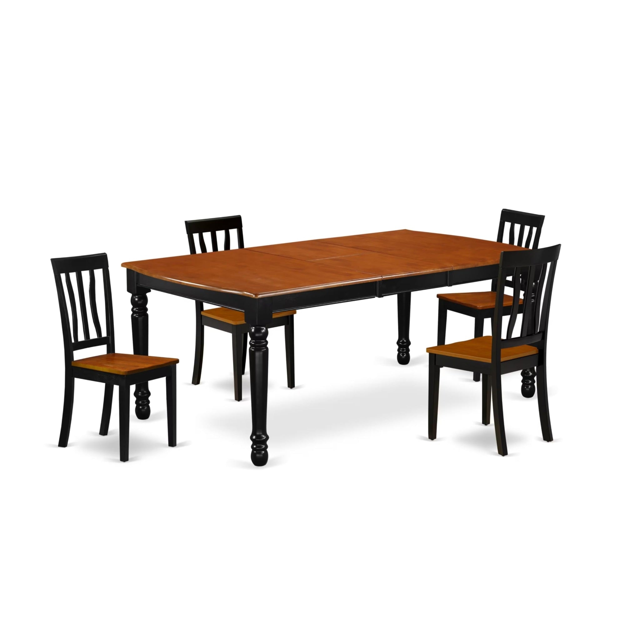Casafoyer Doan5-Bch-W 5 Piece Dining Table Set For 4 Includes A Rectangle Kitchen Table With  Leaf And 4 Dinette Chairs, 42X78 Inch, Black & Cherry