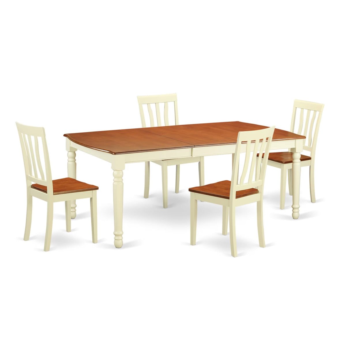 Casafoyer Doan5-Whi-W 5 Piece Kitchen Table Set For 4 Includes A Rectangle Dining Room Table With  Leaf And 4 Dining Chairs, 42X78 Inch, Buttermilk & Cherry