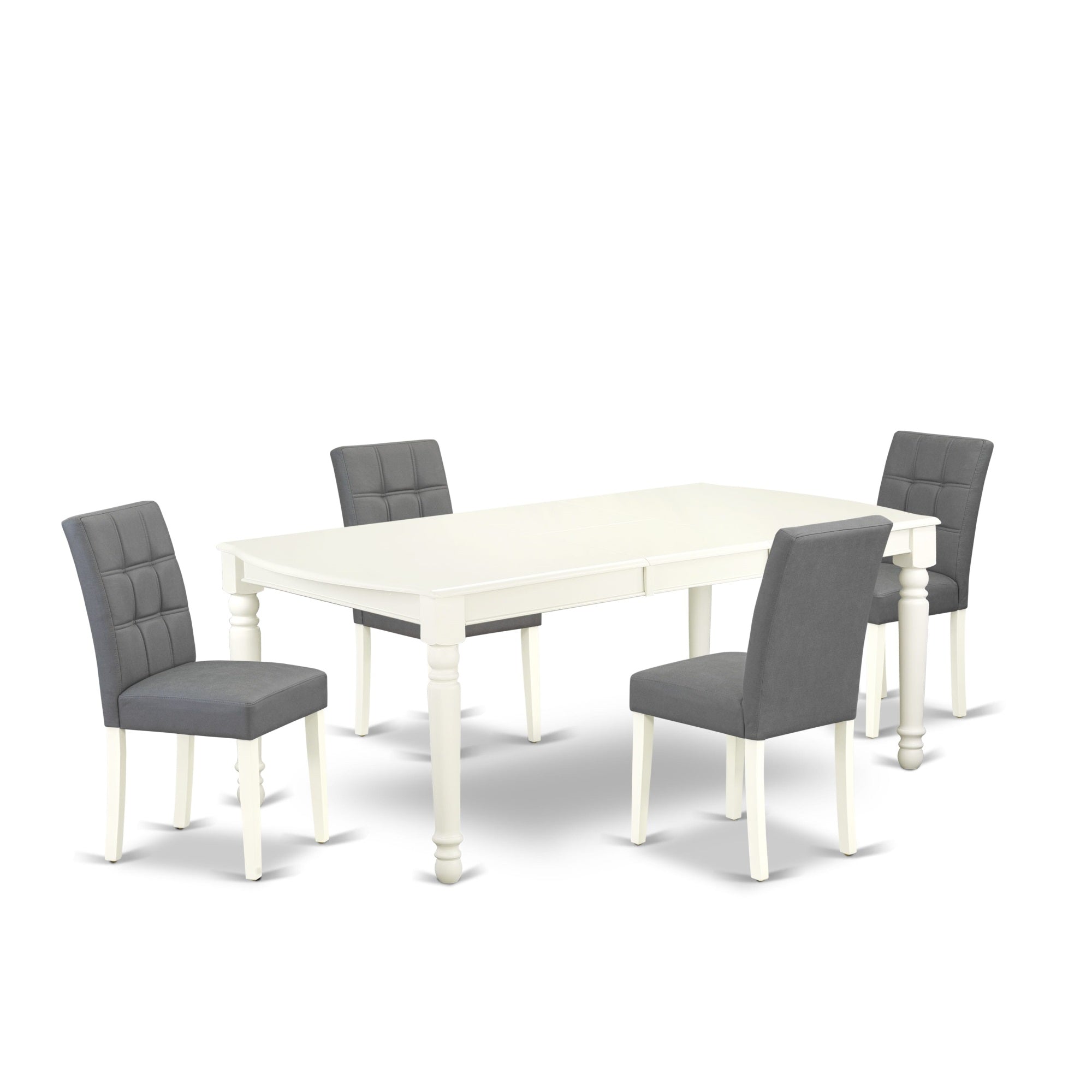 East West Furniture Doas5-Lwh-41 5 Piece Kitchen Table Set Includes A Dinner Table And 4 Platinum Gray Faux Leather Person Chairs With Stylish Back- Linen White Finish