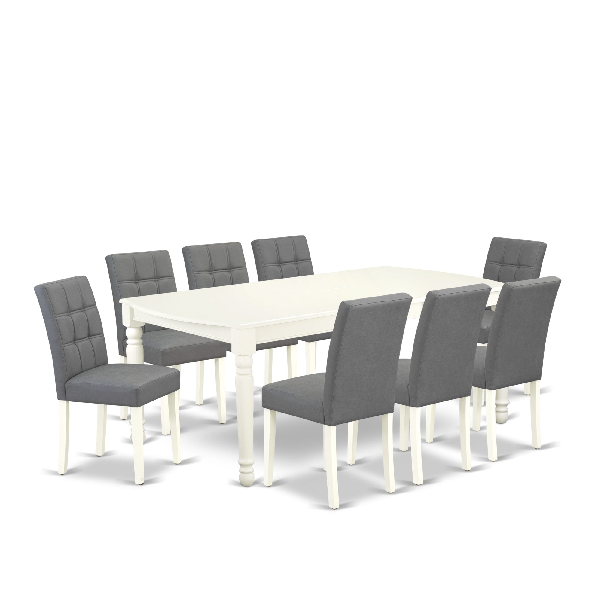 East West Furniture Doas9-Lwh-41 9 Piece Dining Table Set Includes A Kitchen Table And 8 Platinum Gray Faux Leather Person Chairs With Stylish Back- Linen White Finish