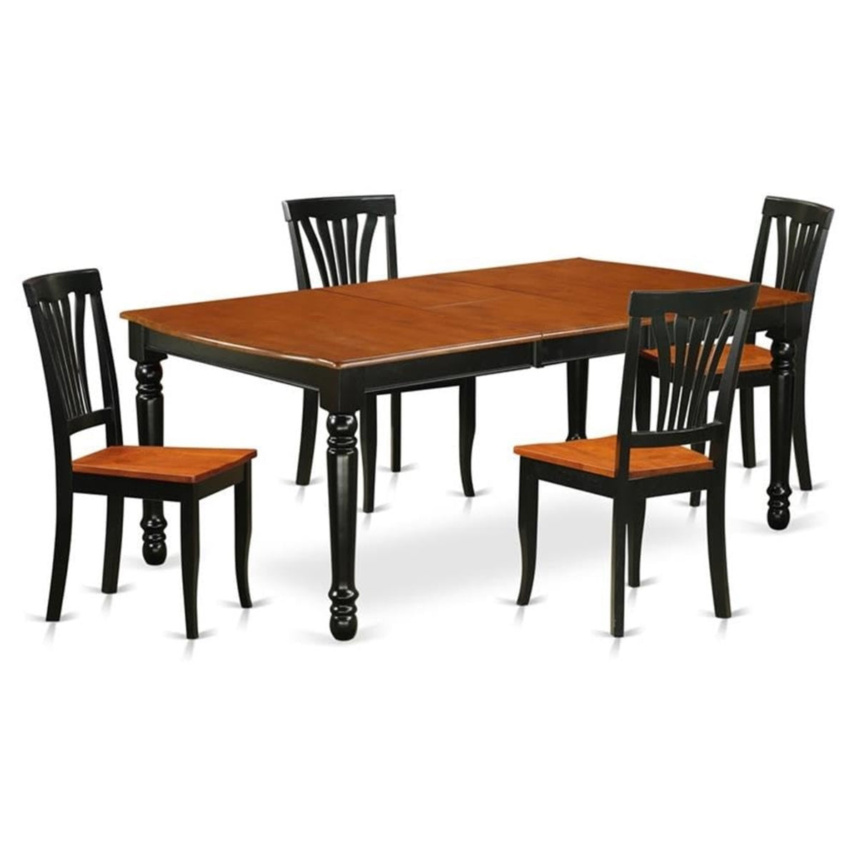Casafoyer Doav5-Bch-W 5 Piece Kitchen Table Set For 4 Includes A Rectangle Dining Room Table With  Leaf And 4 Dining Chairs, 42X78 Inch, Black & Cherry