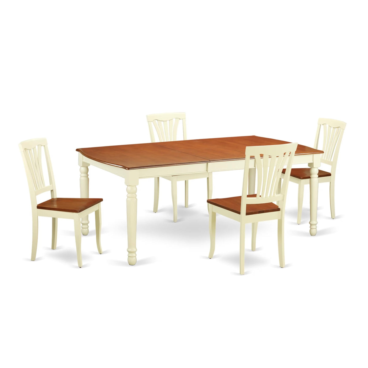 Casafoyer Doav5-Whi-W 5 Piece Kitchen Table Set For 4 Includes A Rectangle Dining Table With  Leaf And 4 Dining Room Chairs, 42X78 Inch, Buttermilk & Cherry