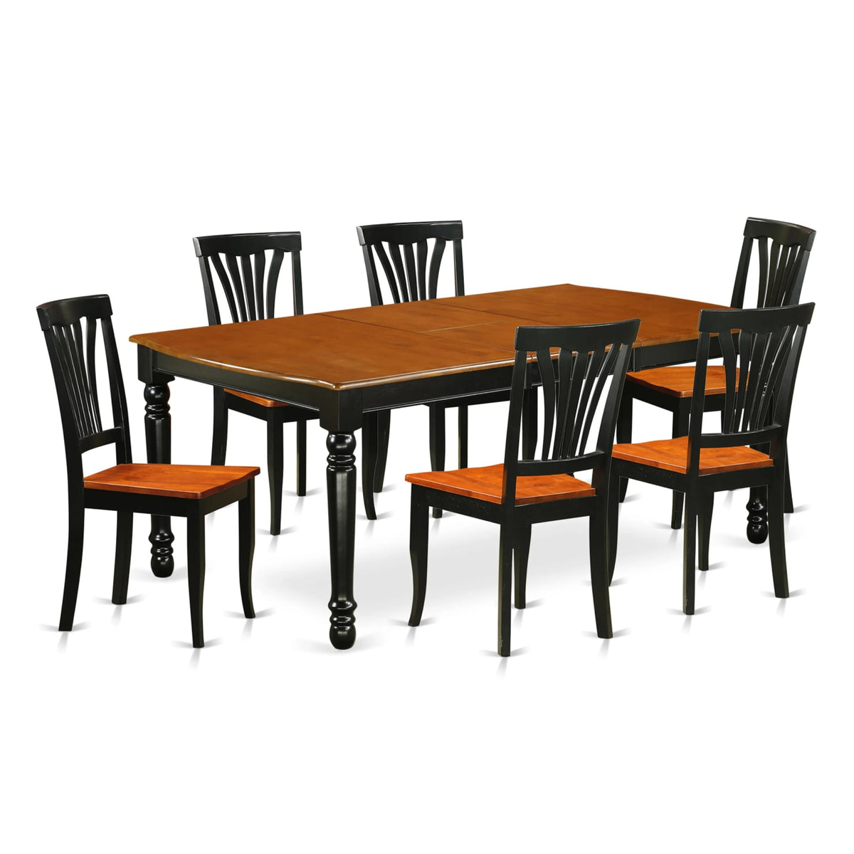 Casafoyer Doav7-Bch-W 7 Piece Dining Table Set Consist Of A Rectangle Dining Room Table With  Leaf And 6 Wood Seat Chairs, 42X78 Inch, Black & Cherry