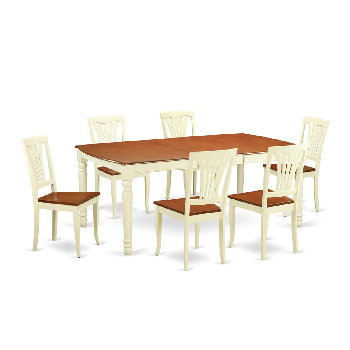 Casafoyer Doav7-Whi-W 7 Piece Dining Set Consist Of A Rectangle Dining Room Table With  Leaf And 6 Kitchen Chairs, 42X78 Inch, Buttermilk & Cherry