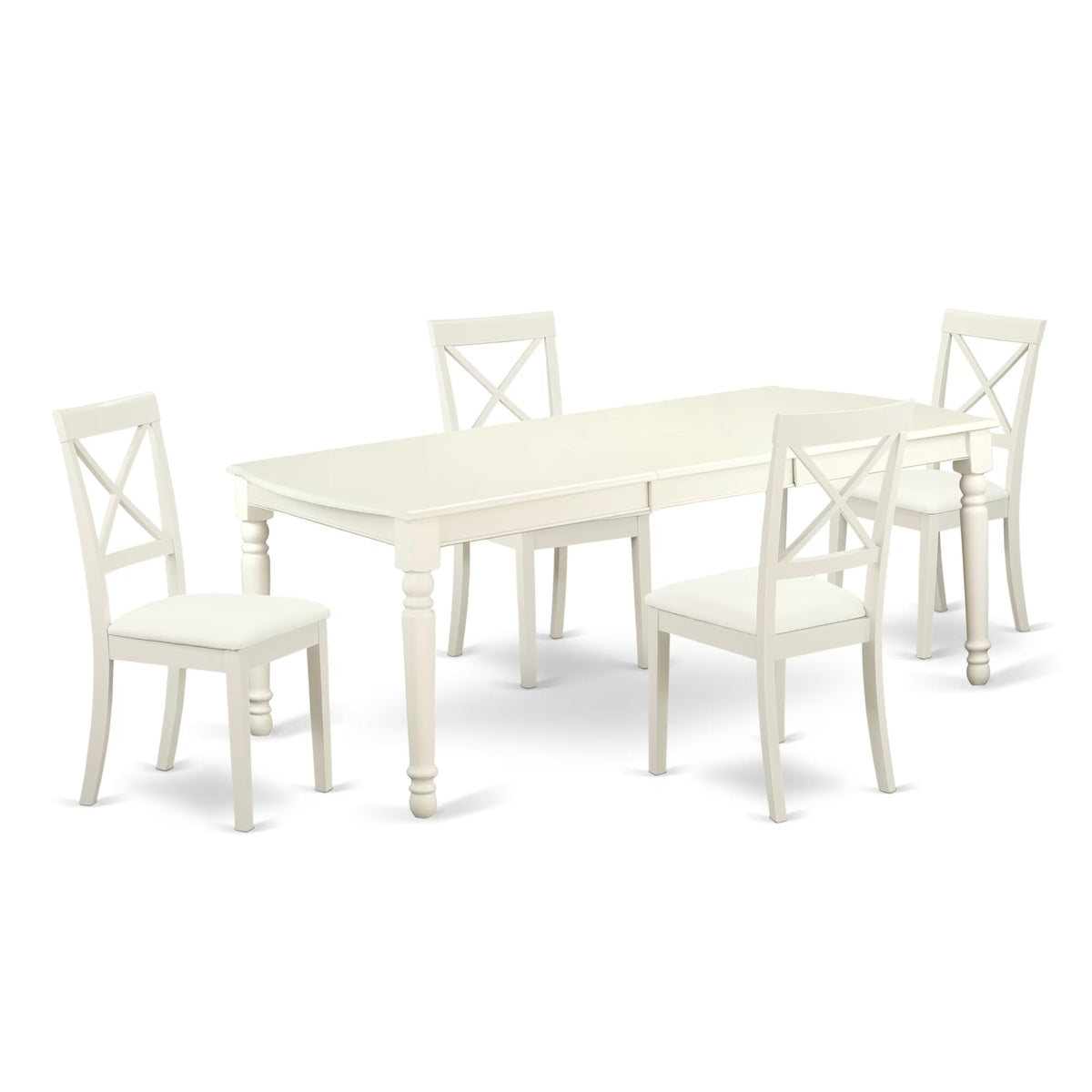 Casafoyer Dobo5-Lwh-Lc 5 Piece Dinette Set For 4 Includes A Rectangle Dining Table With  Leaf And 4 Faux Leather Dining Room Chairs, 42X78 Inch, Linen White