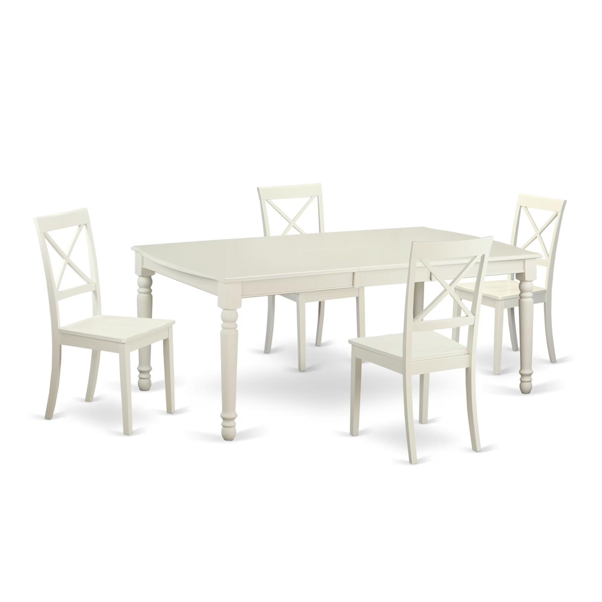 Casafoyer East-West Furniture Dobo5-Lwh-W 5-Piece Kitchen Dining Table Set - 4 Great Wood Chairs With Wooden Seat - A Stunning  Leaf Rectangular Wooden Dining Table (Linen White Finish)