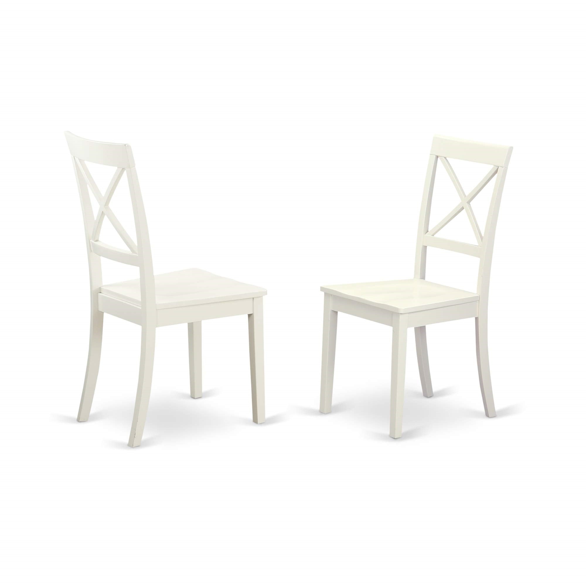 Ergode-Dobo5-Lwh-W 5-Piece Kitchen Table Set, Asian Wood, Sturdy Hardwood Structure, X-Back Chairs, Linen White Finish