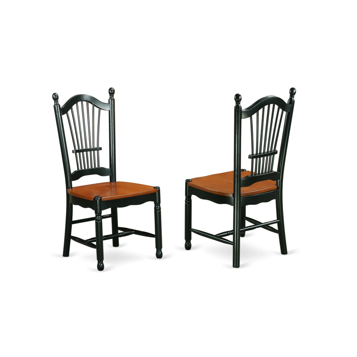 Casafoyer Doc-Bch-W Dover Dining Chairs - Slat Back Wood Seat Kitchen Chairs, Set Of 2, Black & Cherry