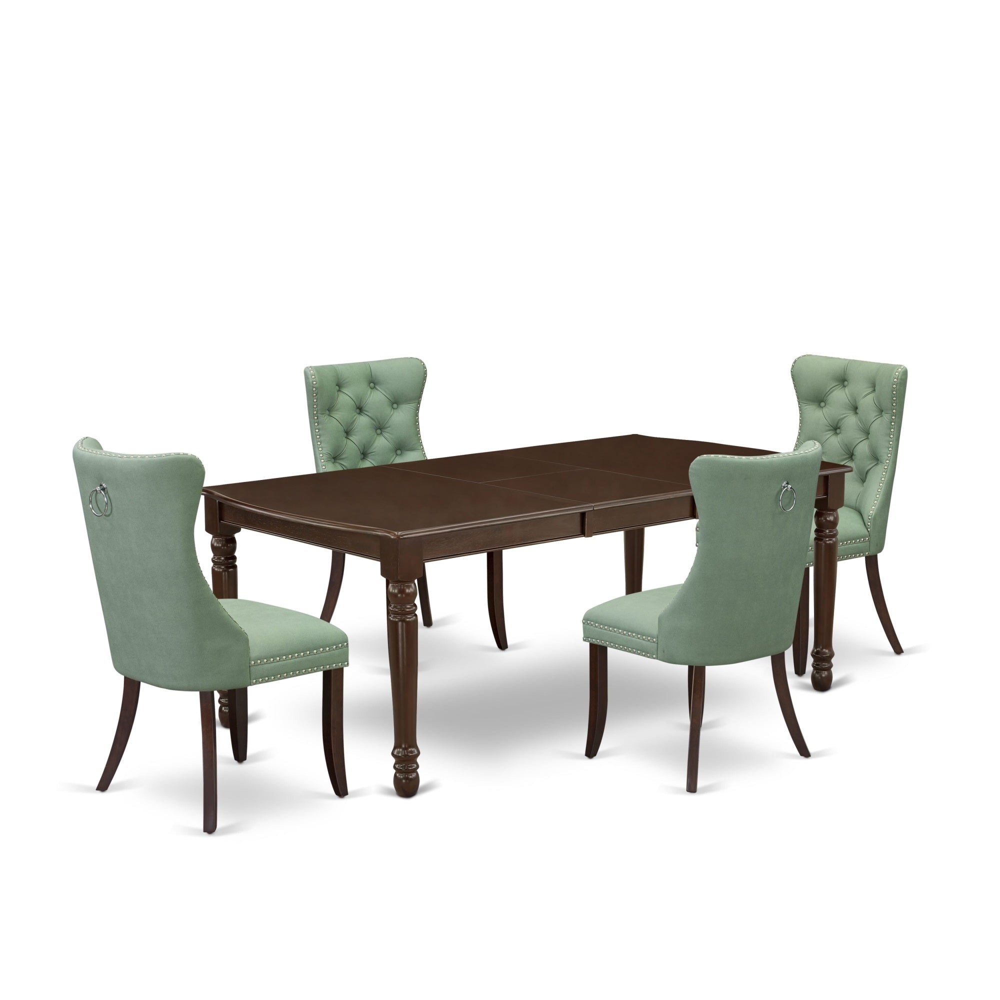 East West Furniture Doda5-Mah-22 5 Piece Kitchen Set Consists Of A Rectangle Dining Table With Butterfly Leaf And 4 Upholstered Chairs, 42X78 Inch, Mahogany