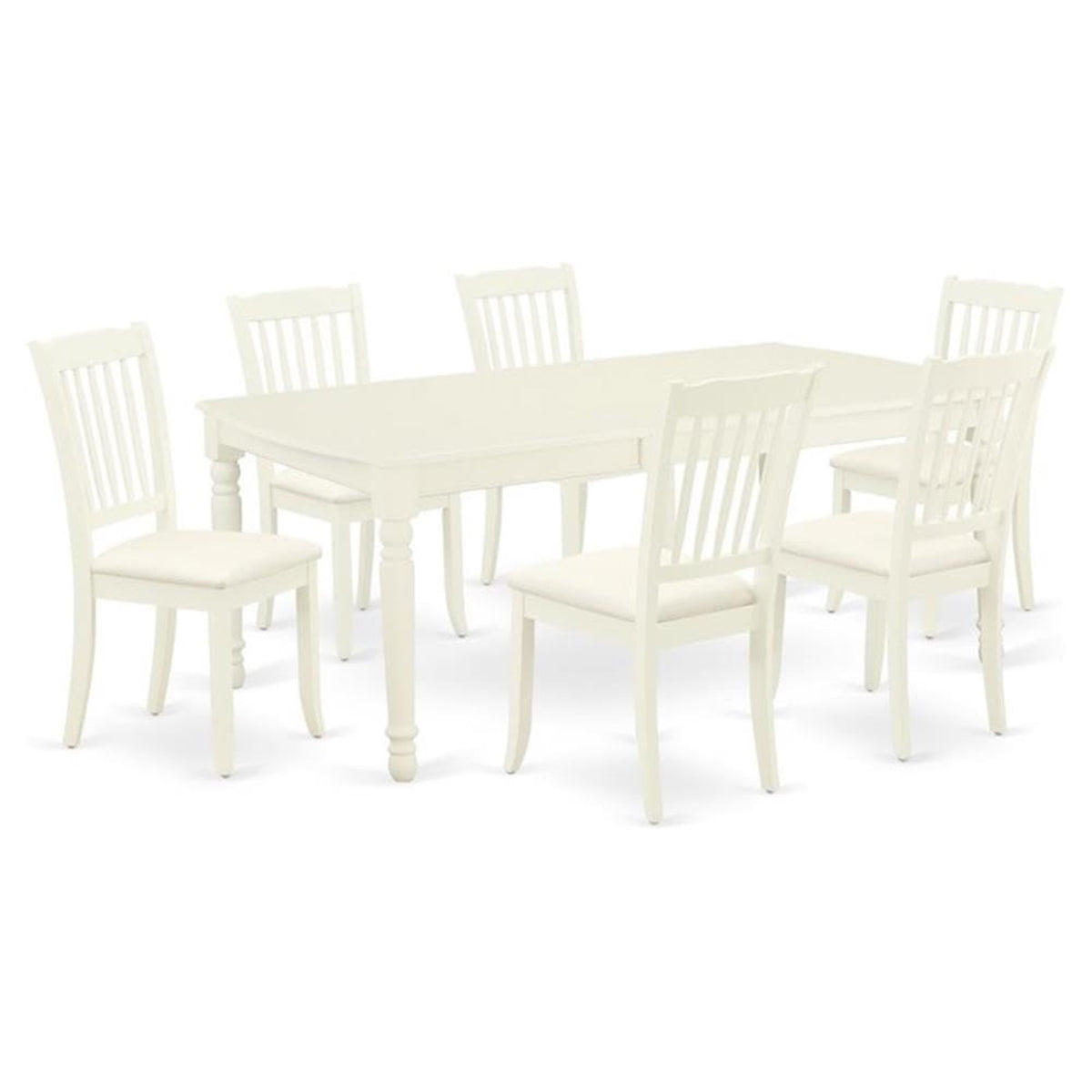 Casafoyer Doda7-Lwh-C 7 Piece Dinette Set Consist Of A Rectangle Dining Room Table With  Leaf And 6 Linen Fabric Kitchen Dining Chairs, 42X78 Inch, Linen White