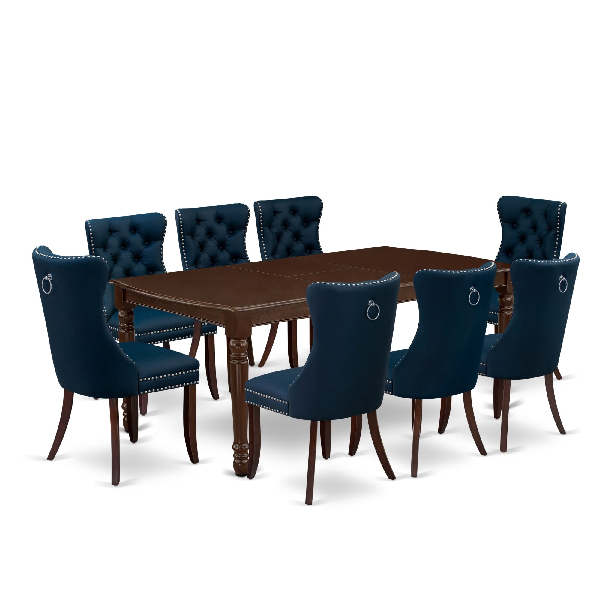 East West Furniture Doda9-Mah-29 9 Piece Dining Set Contains A Rectangle Kitchen Table With Butterfly Leaf And 8 Padded Chairs, 42X78 Inch, Mahogany