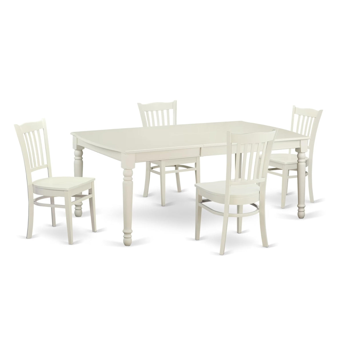 Casafoyer Dogr5-Lwh-W Dover 5 Piece Kitchen Set Includes A Rectangle Dining Room Table With  Leaf And 4 Solid Wood Seat Chairs, 42X78 Inch