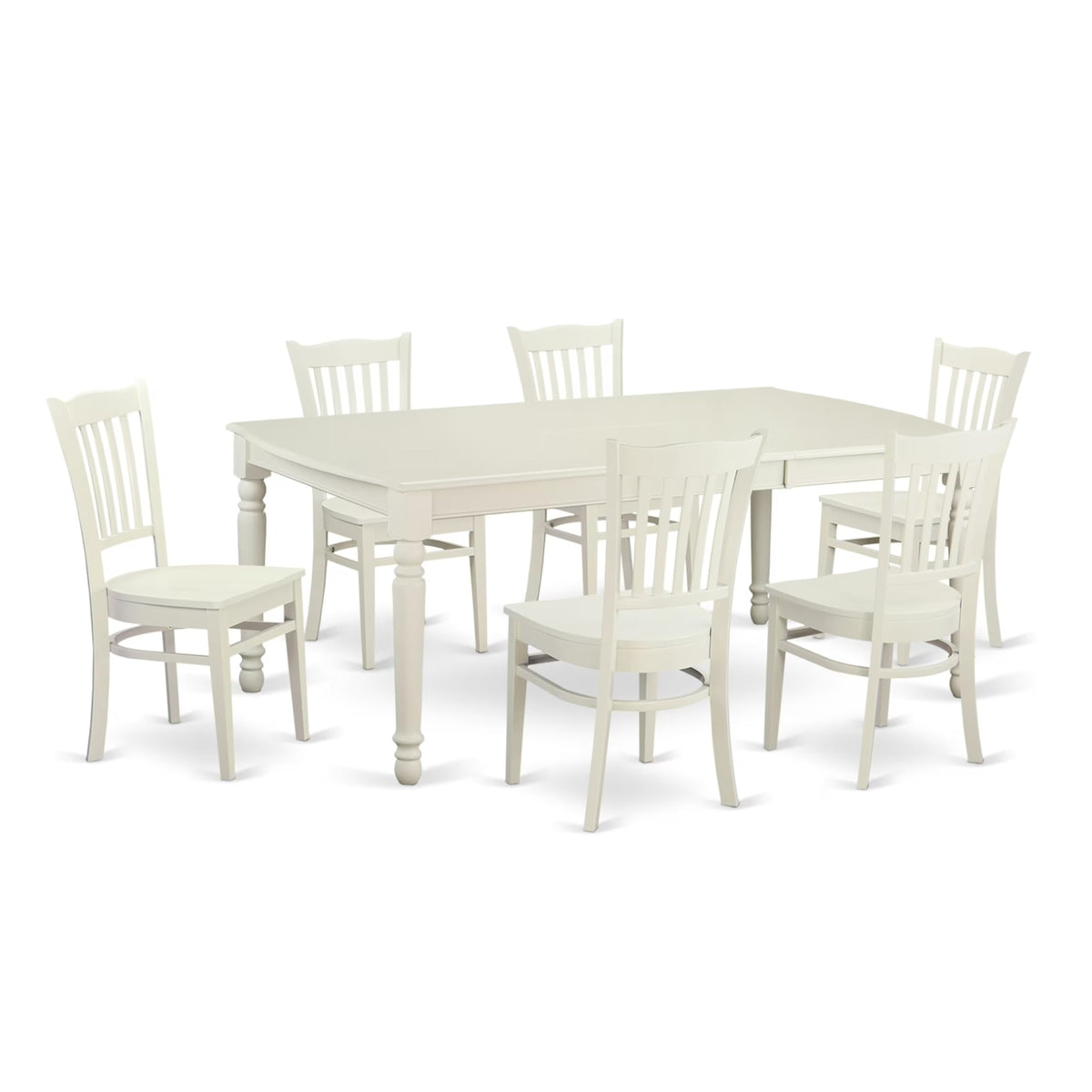 Casafoyer Dogr7-Lwh-W 7 Piece Dining Set Consist Of A Rectangle Dining Table With  Leaf And 6 Kitchen Chairs, 42X78 Inch, Linen White