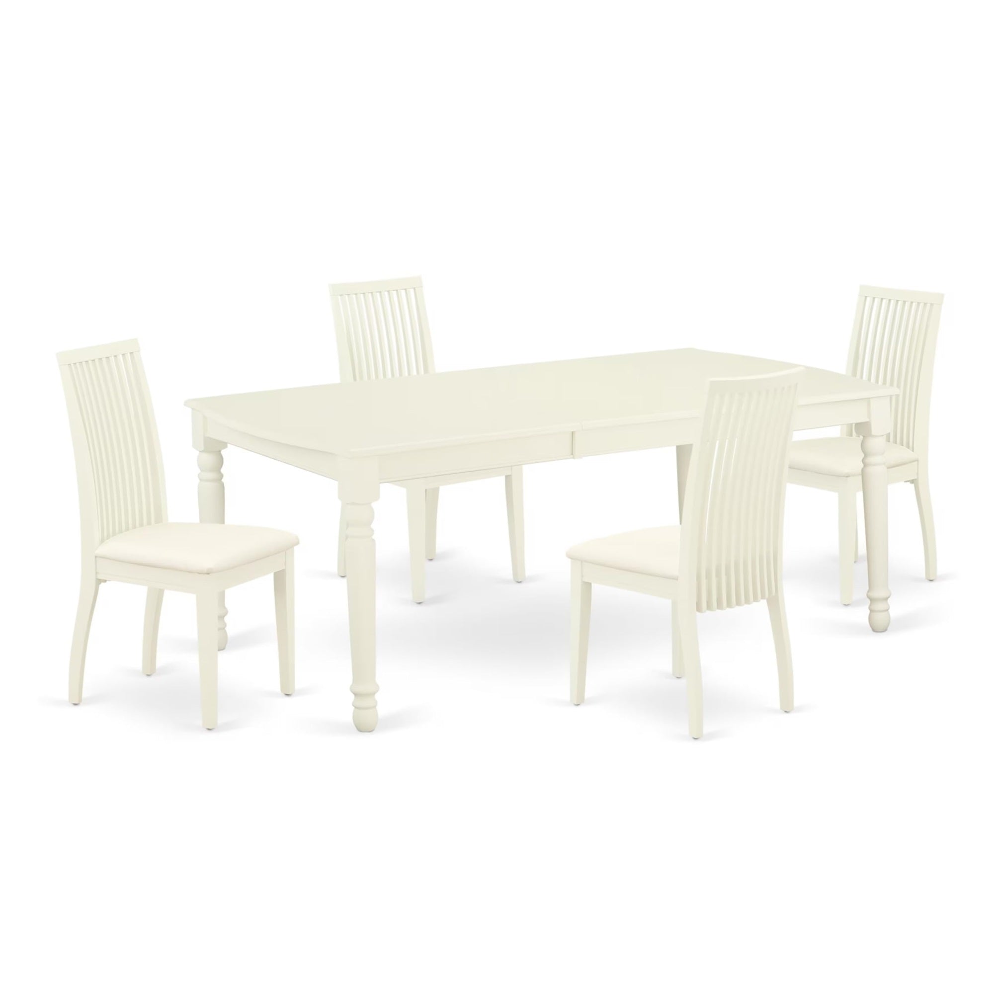 Casafoyer Dover 5 Piece Room Set Includes A Rectangle Kitchen Table With  Leaf And 4 Fabric Upholstered Dining Chairs, 42X78 Inch, Linen White