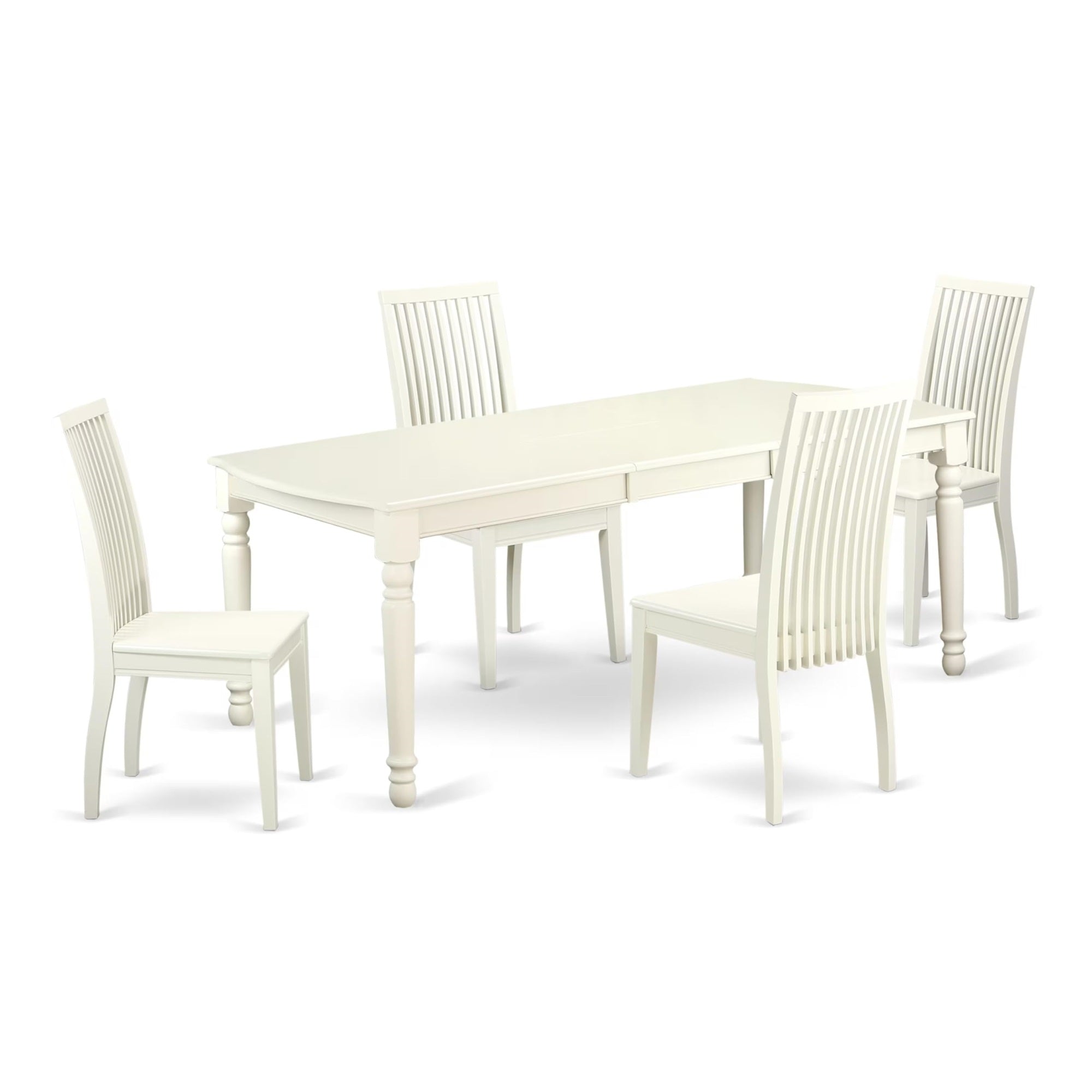Casafoyer Dover 5 Piece Set Includes A Rectangle Dining Table With  Leaf And 4 Kitchen Chairs, 42X78 Inch, Linen White