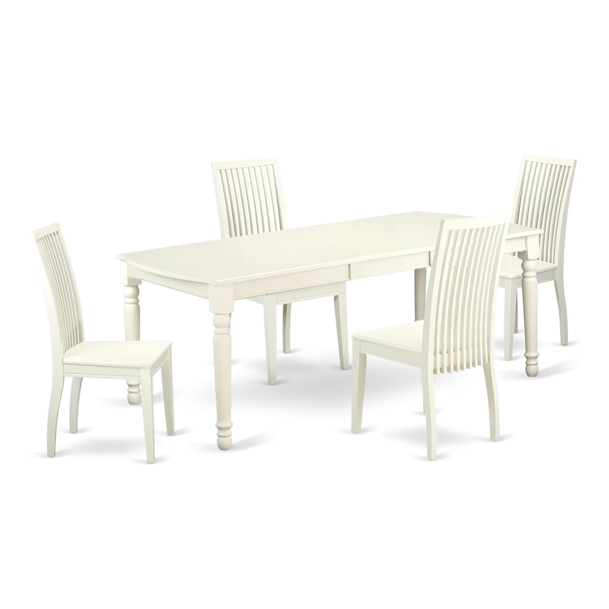 Casafoyer Dover 5 Piece Set Includes A Rectangle Dining Table With  Leaf And 4 Kitchen Chairs, 42X78 Inch, Linen White