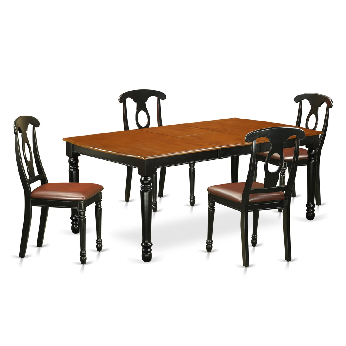 Casafoyer Doke5-Bch-Lc Dover 5 Piece Dinette Set For 4 Includes A Rectangle Room Table With  Leaf And 4 Faux Leather Kitchen Dining Chairs, 42X78 Inch, Black & Cherry