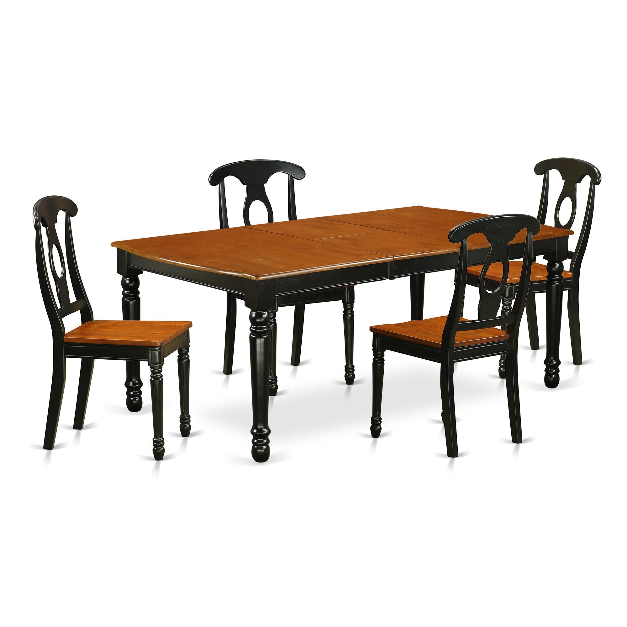 Ergode Doke5-Bch-W, Dover 5 Piece Dining Room Set, Rectangle Kitchen Table With Butterfly Leaf, 4 Dining Chairs, Black & Cherry